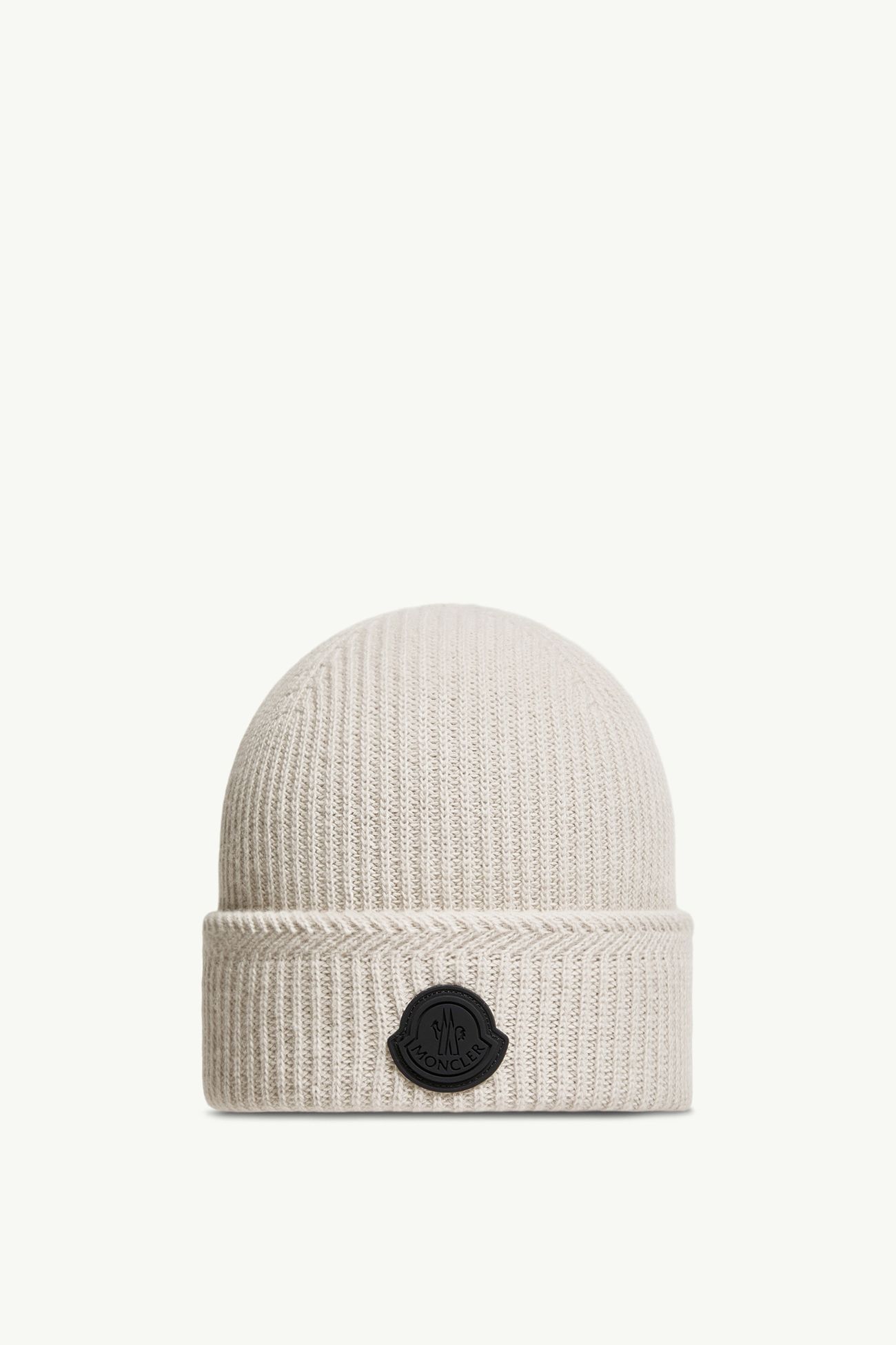 Gorro de mezcla de cachemira con logotipo Hombre Gris Hielo Moncler 0