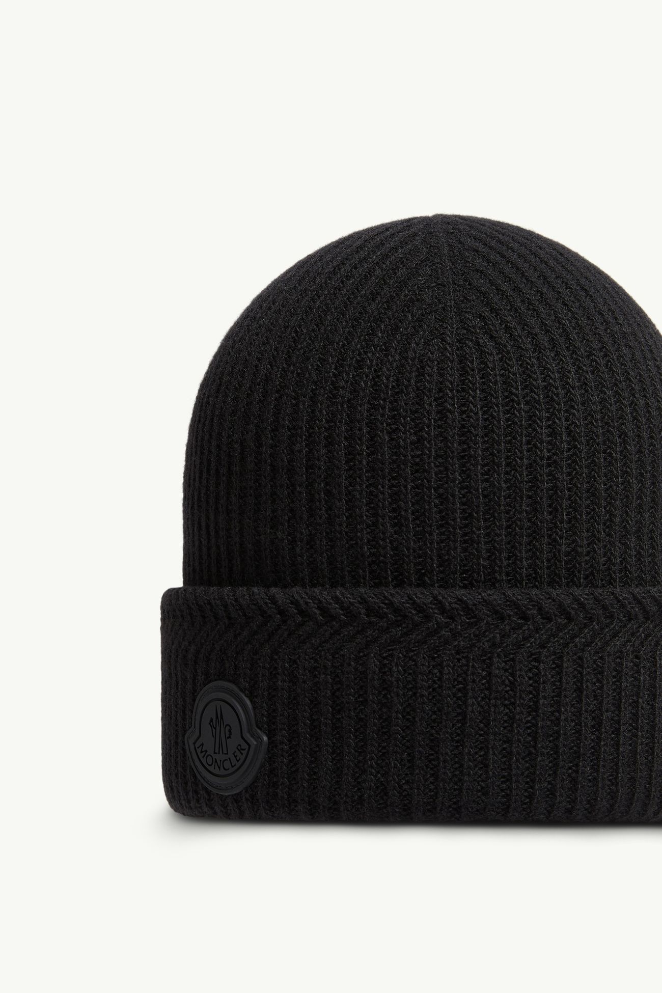 Gorro de mezcla de cachemira con logotipo Hombre Negro Moncler 2