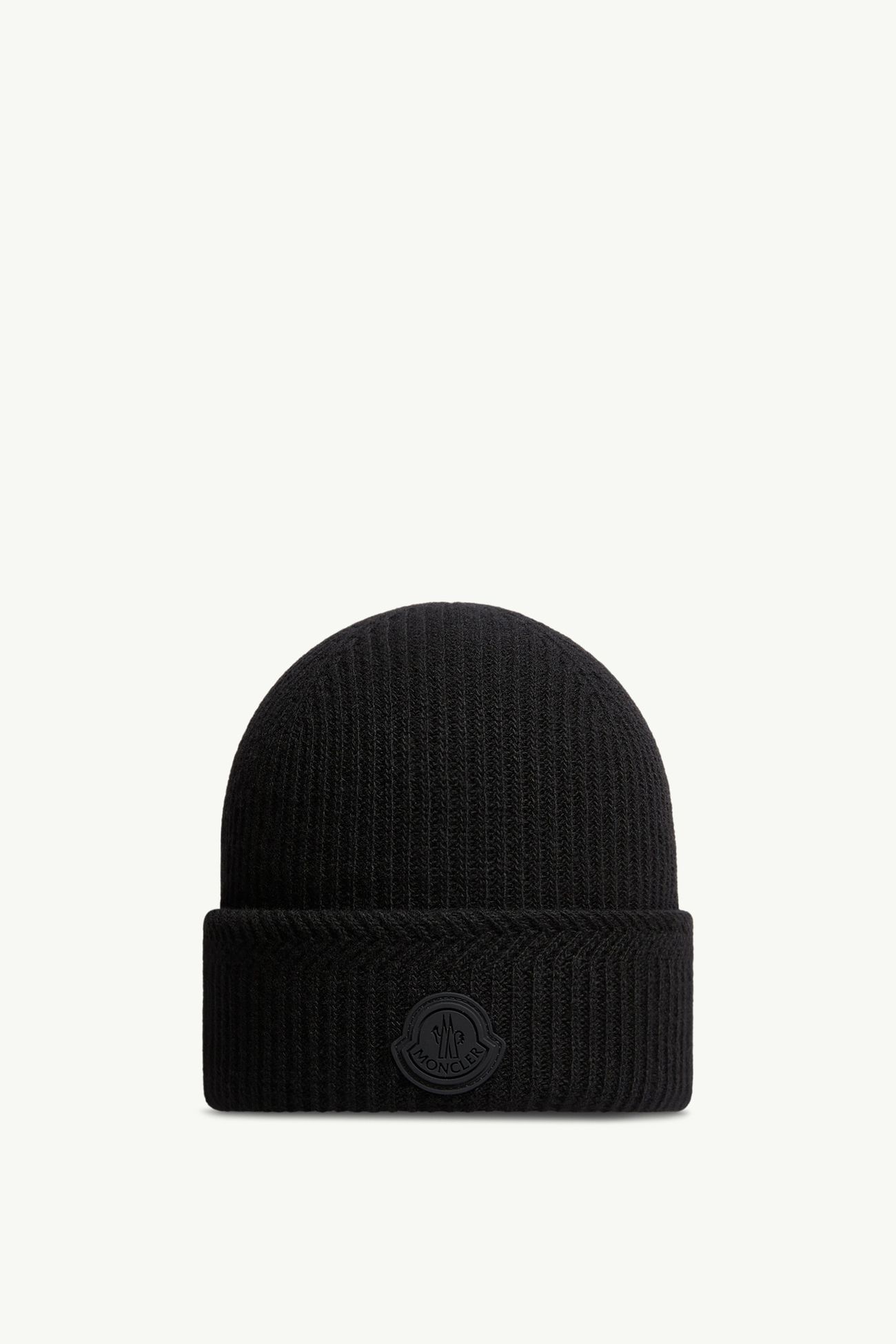 Gorro de mezcla de cachemira con logotipo Hombre Negro Moncler 0