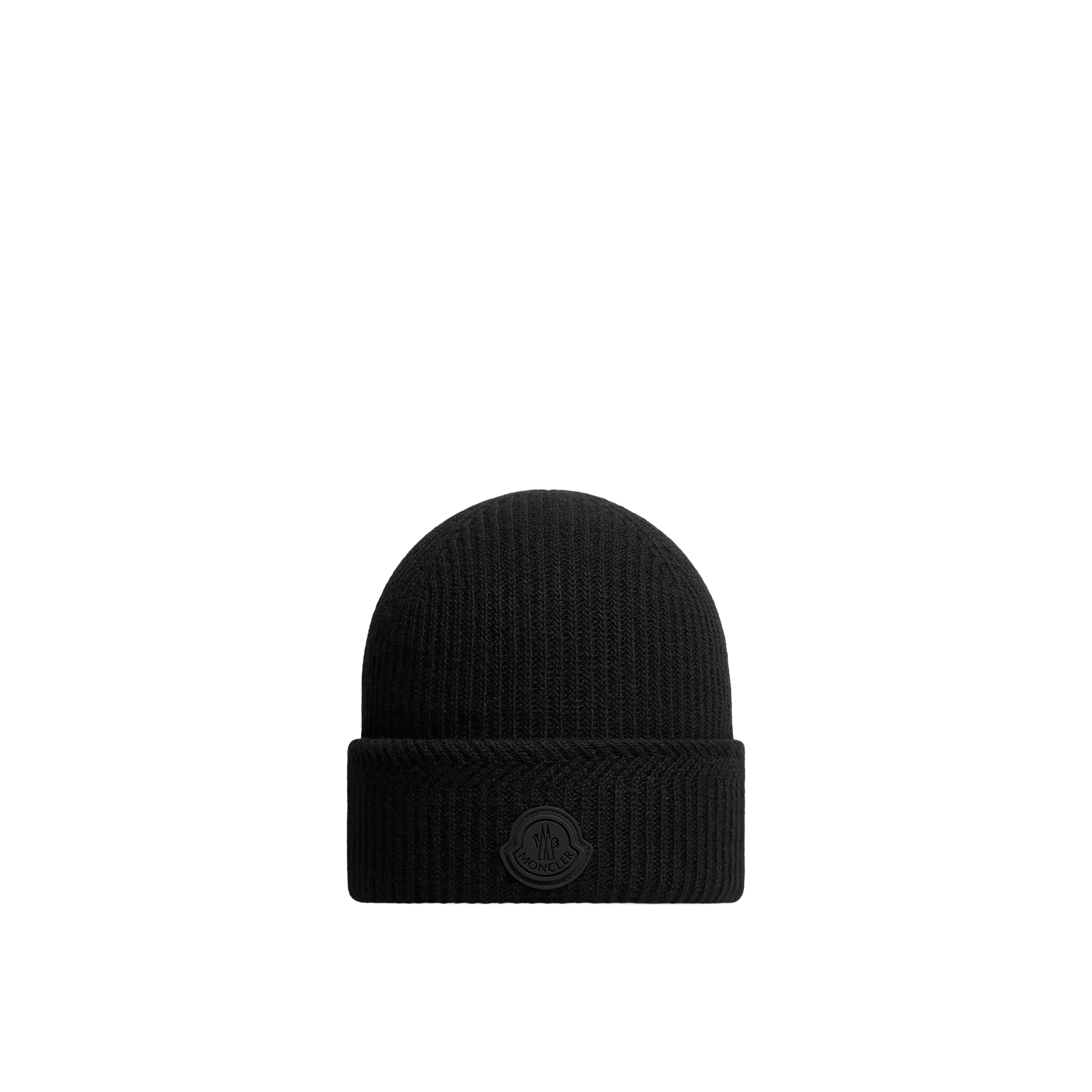 Moncler   Cashmere Blend Logo Beanie for Men in Black, Size: One Size