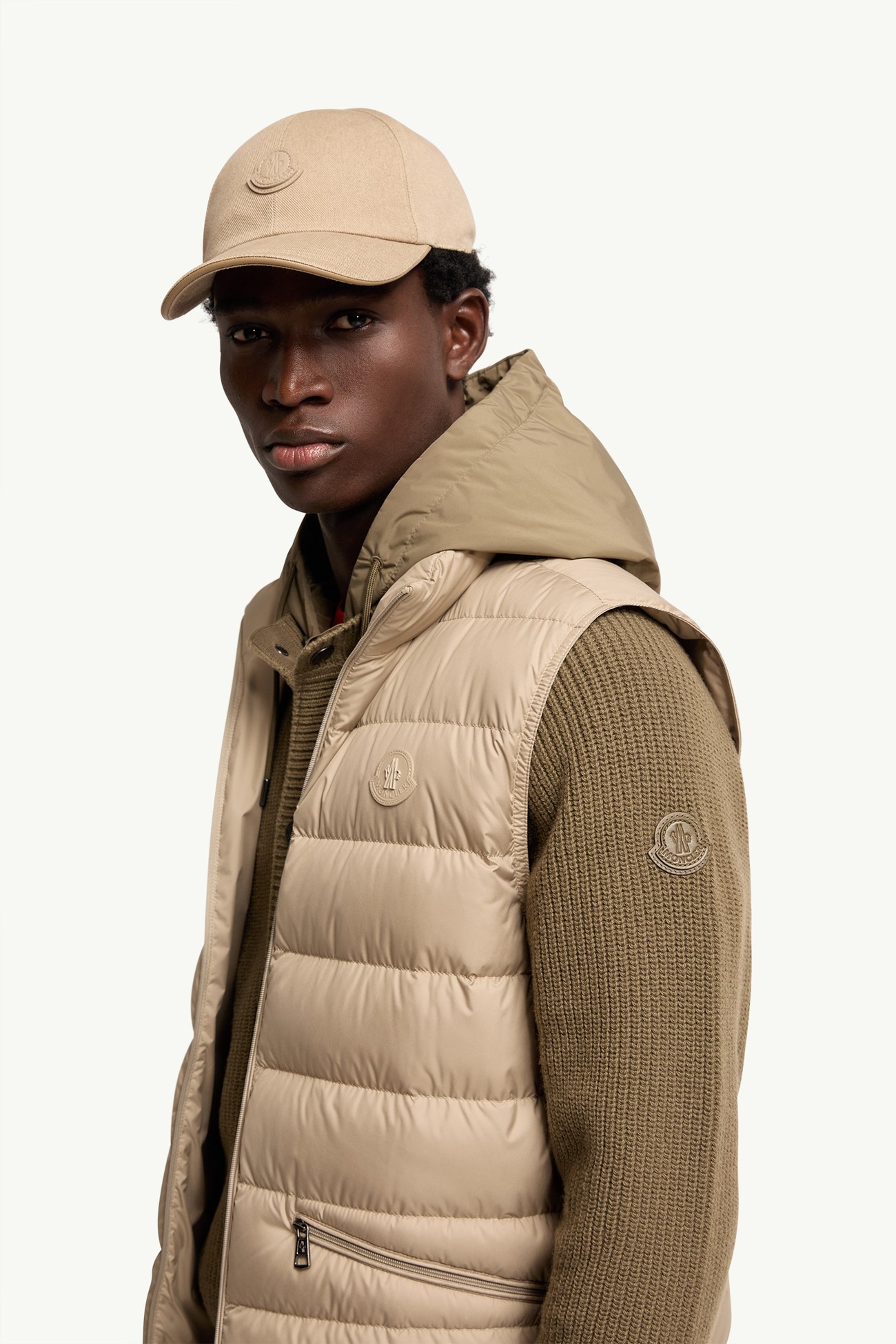 Leather Logo Cotton Gabardine Baseball Cap Men Beige Moncler 1