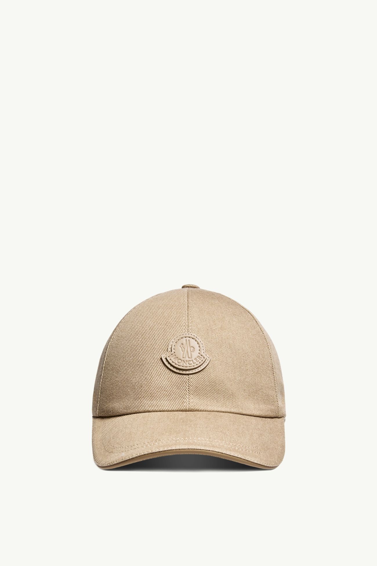 Baseballkappe aus Baumwollgabardine mit Lederlogo Herren Beige Moncler 0