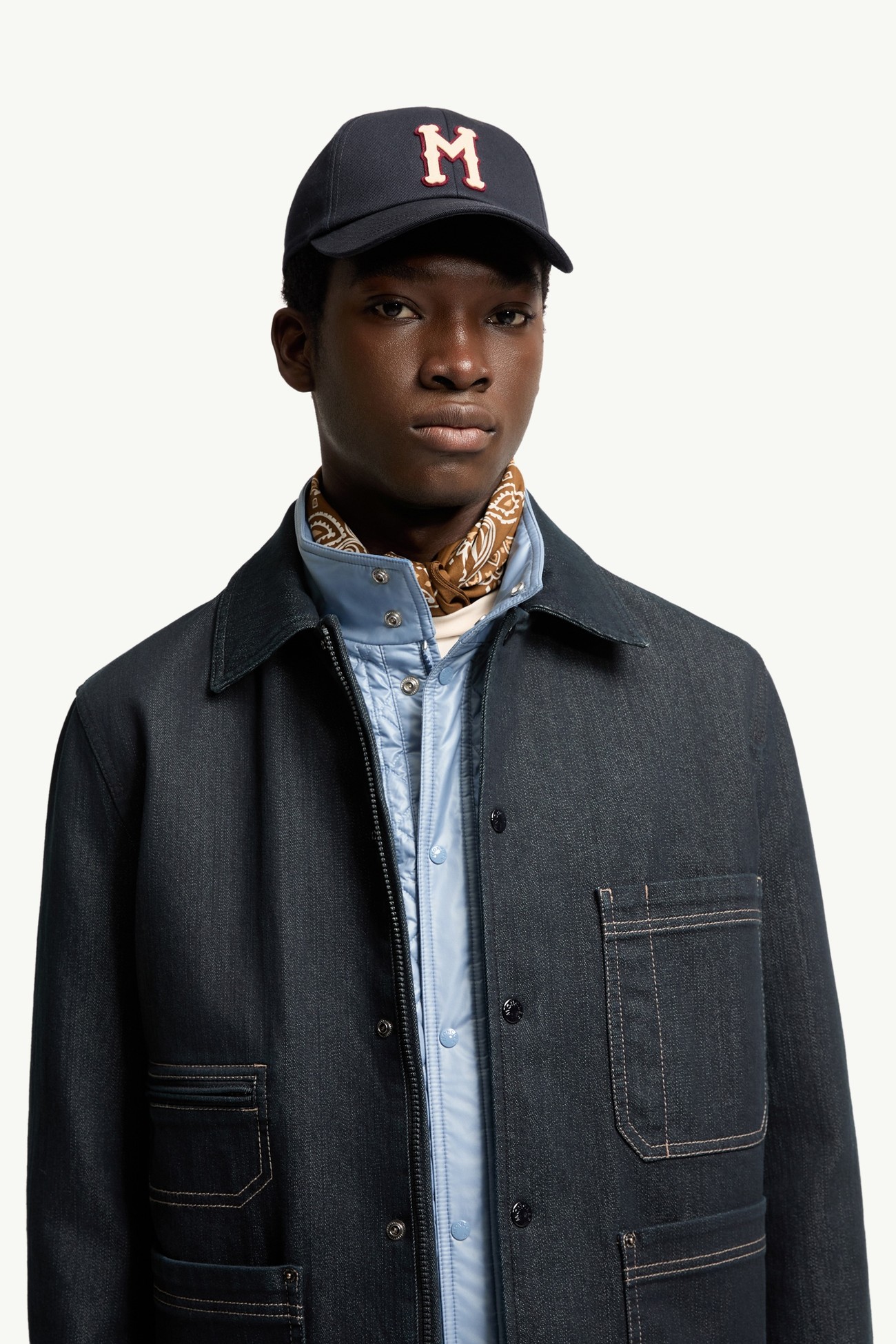 Gorra de béisbol de gabardina de algodón Hombre Azul marino Moncler 1