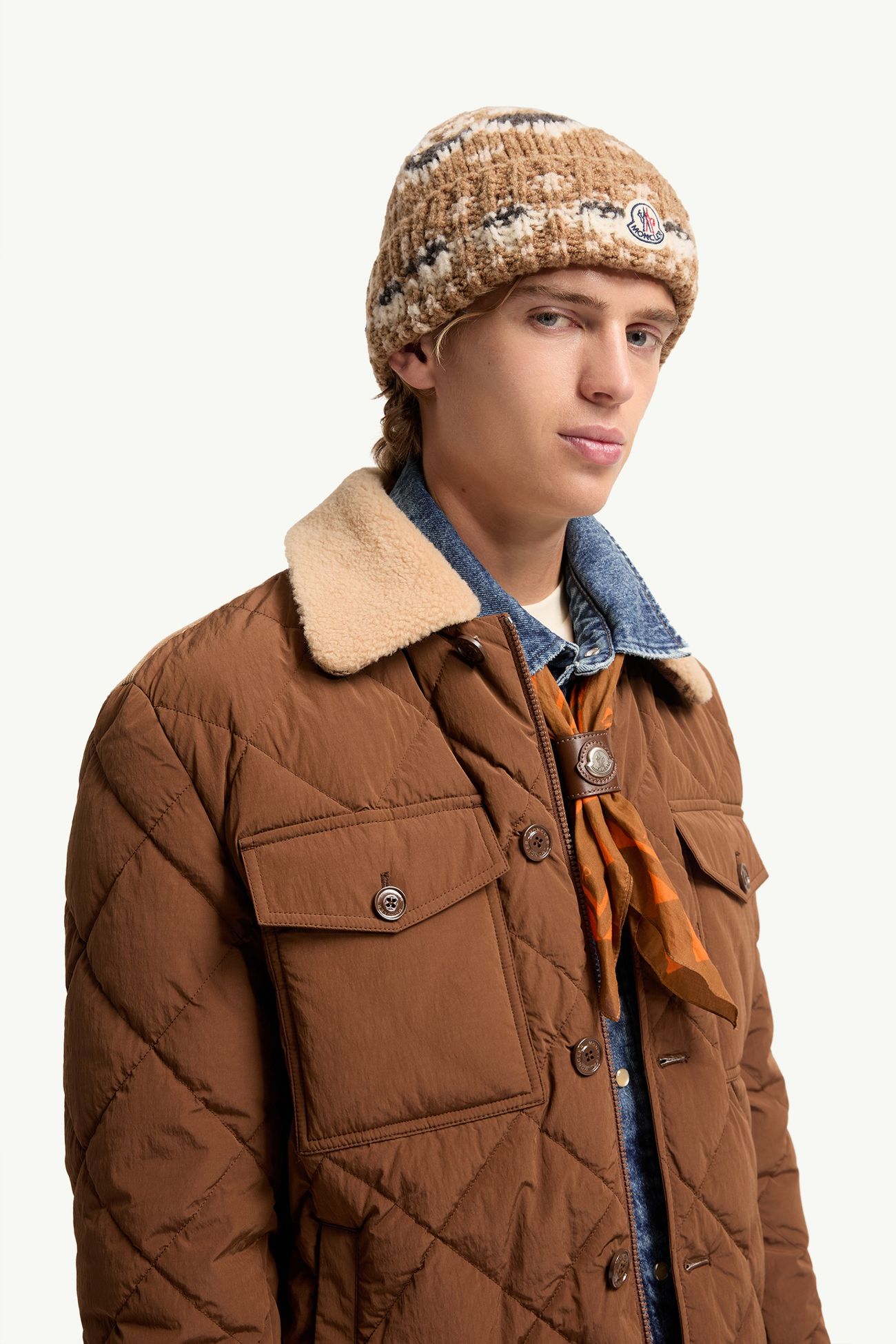 毛圈布羊毛混紡冷帽 男士 米色 Moncler 1