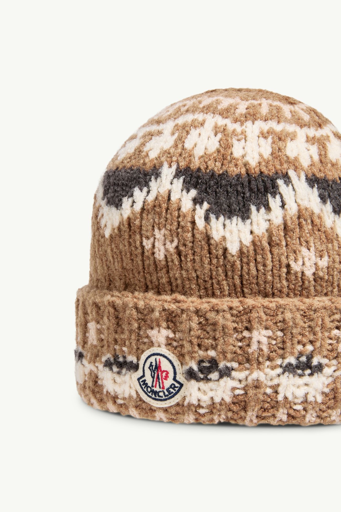 Bouclé Wool Blend Beanie Men Beige Moncler 2