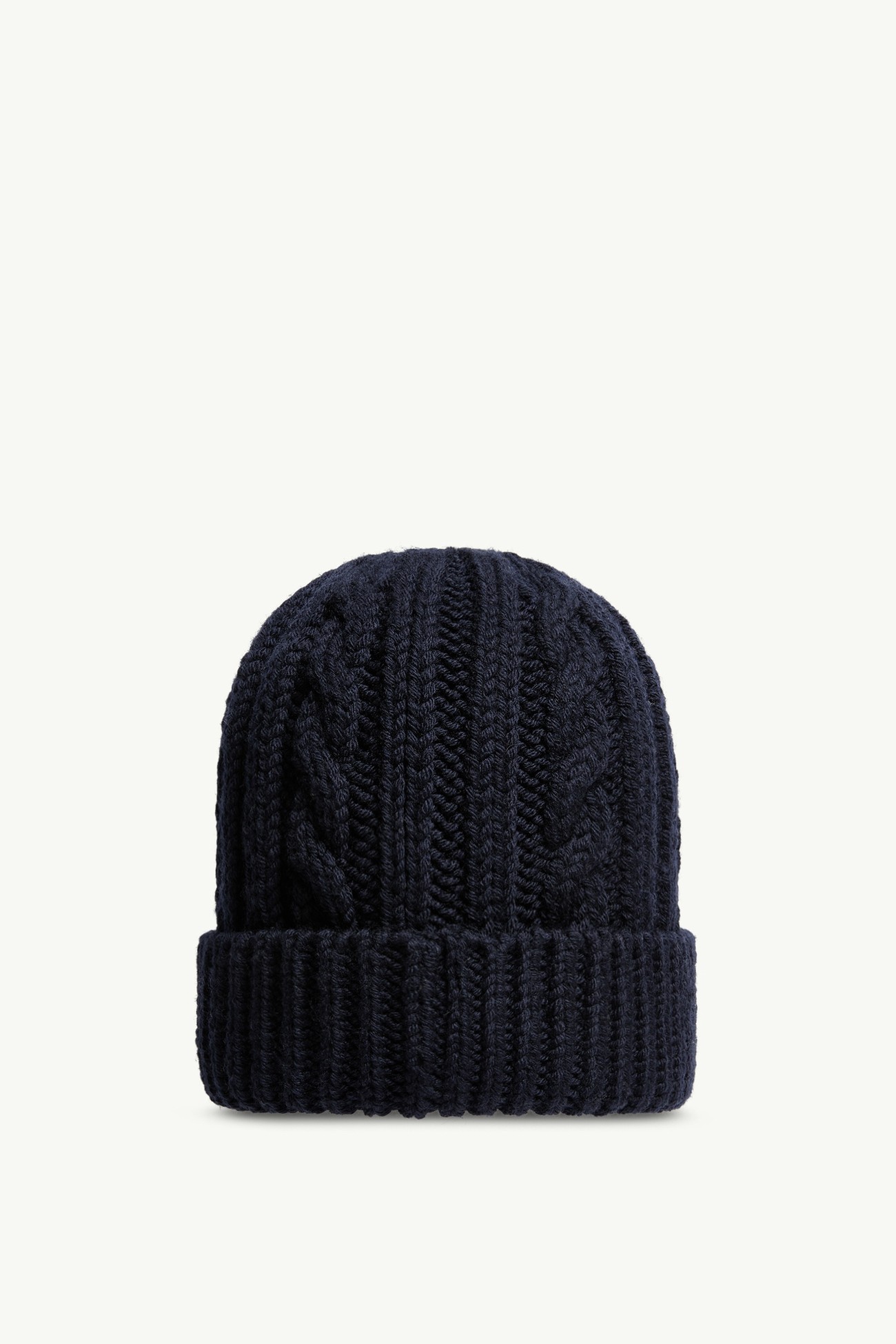 Leather Logo Wool Beanie Men Dark Blue Moncler 3