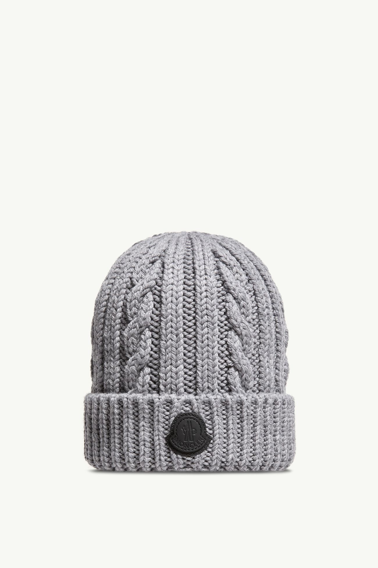 皮革標誌羊毛冷帽 男士 灰色 Moncler 0