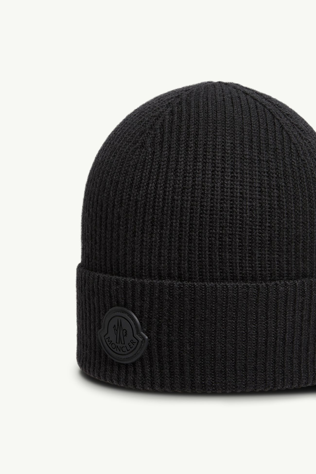 Logo Wool Beanie Men Black Moncler 2