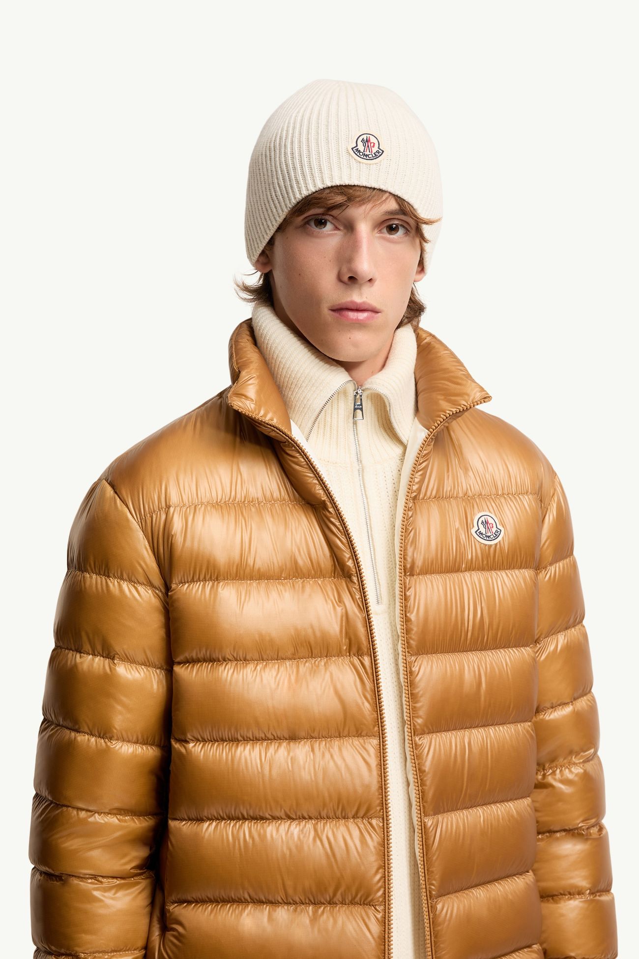標誌裝飾羊毛冷帽 男士 象牙白色 Moncler 1