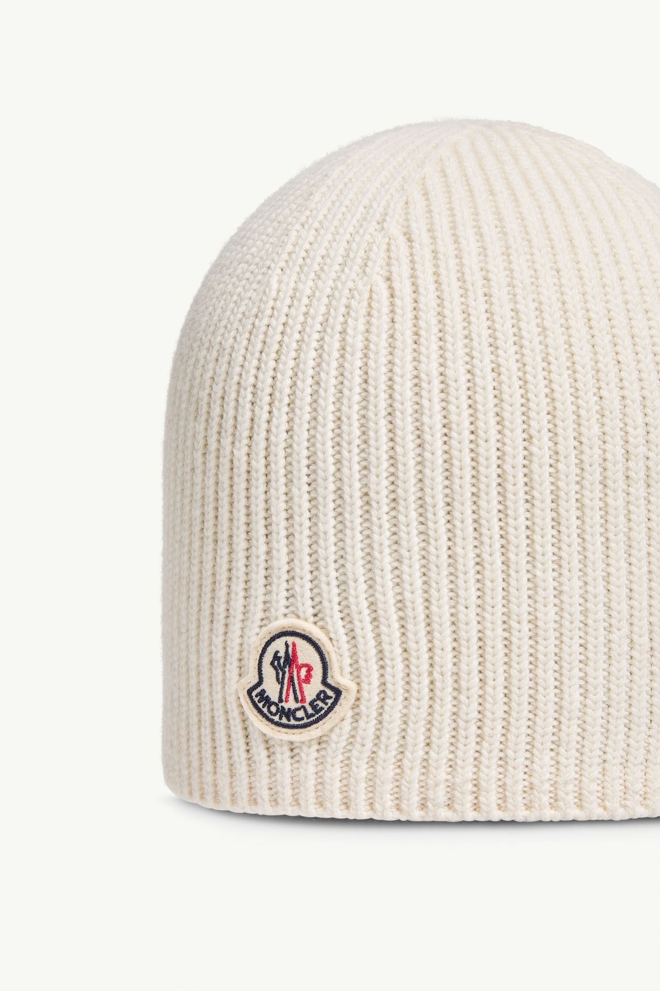 Logo Wool Beanie Men White Ivory Moncler 2