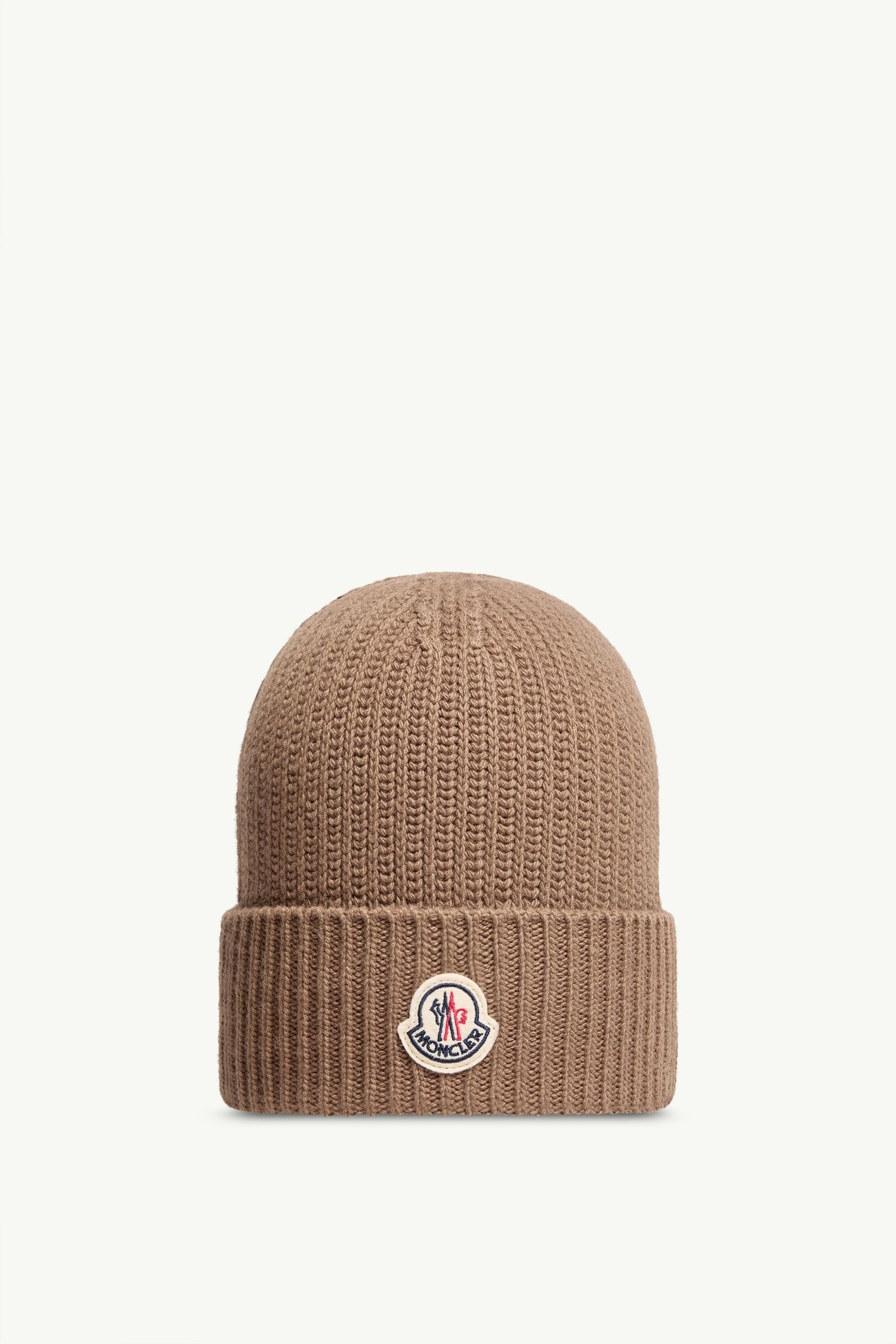 Bonnet en maille de laine mélangée Hommes Marron Moncler 0