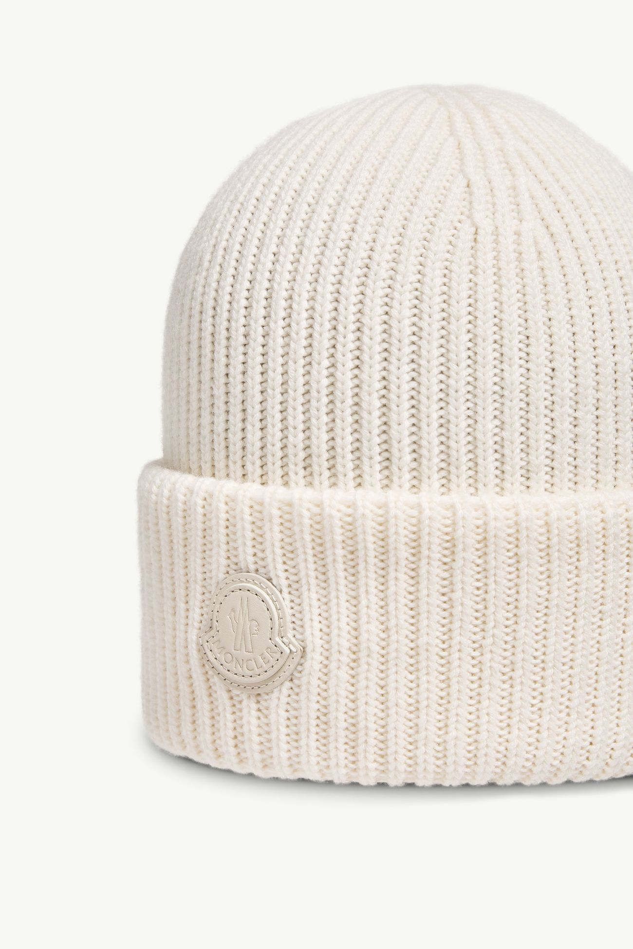 皮革標誌羊絨冷帽 男士 白色 Moncler 2
