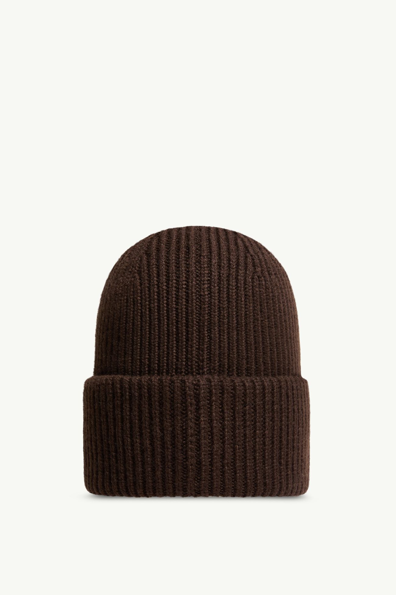 Leather Logo Cashmere Beanie Men Brown Moncler 3