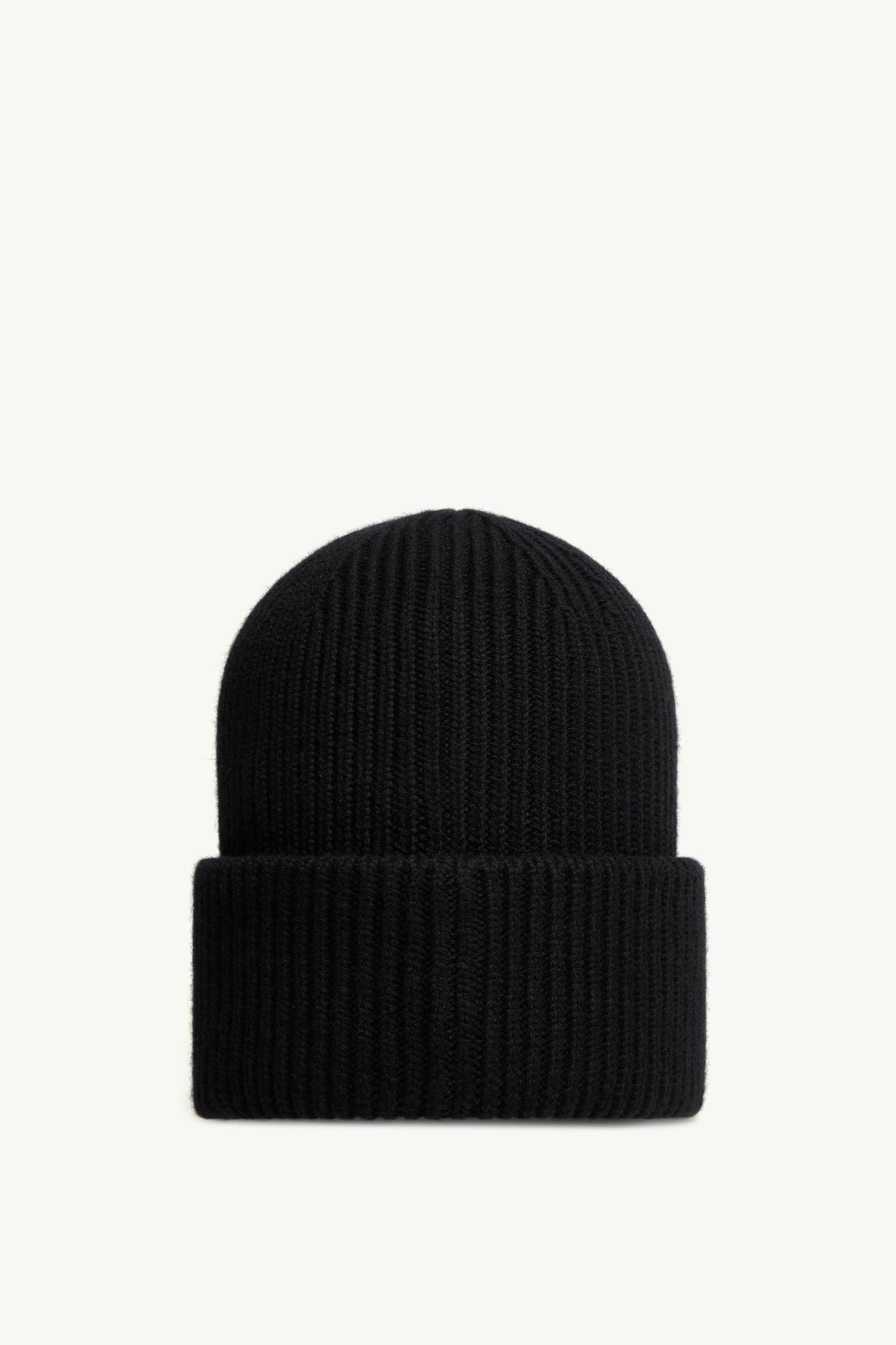 Bonnet en cachemire avec logo en cuir Hommes Noir Moncler 3