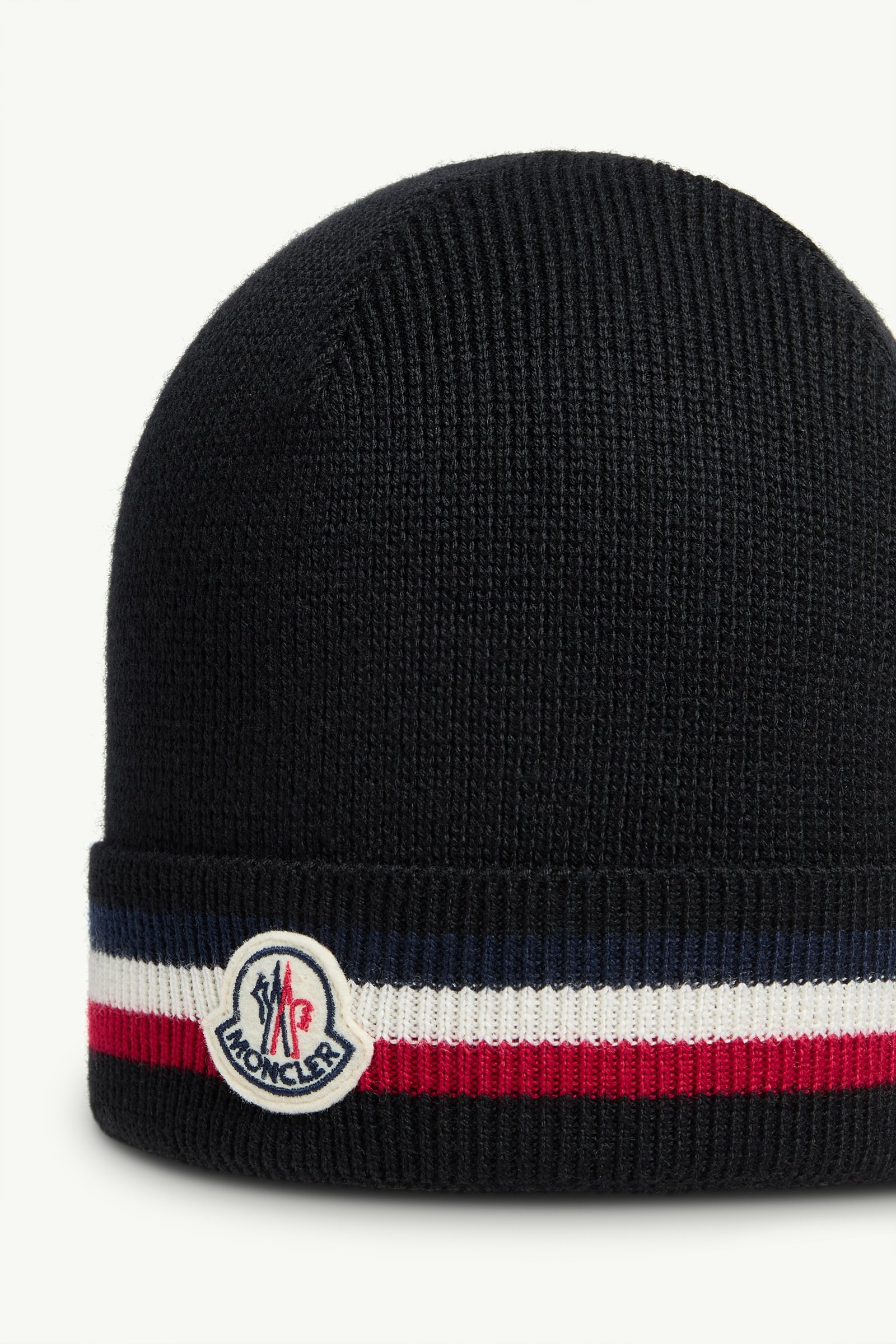 Black Tricolor Wool Beanie - Hats & Beanies for Men | Moncler US