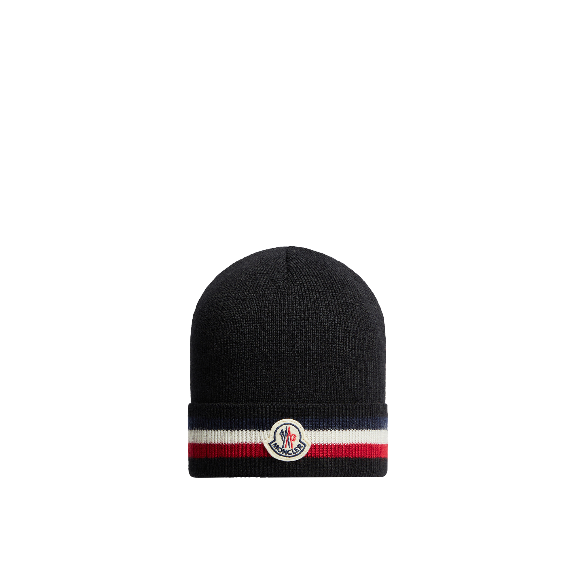 Moncler Logo Patch Knit Beanie - Man Hats Black One Size - Immagine 5