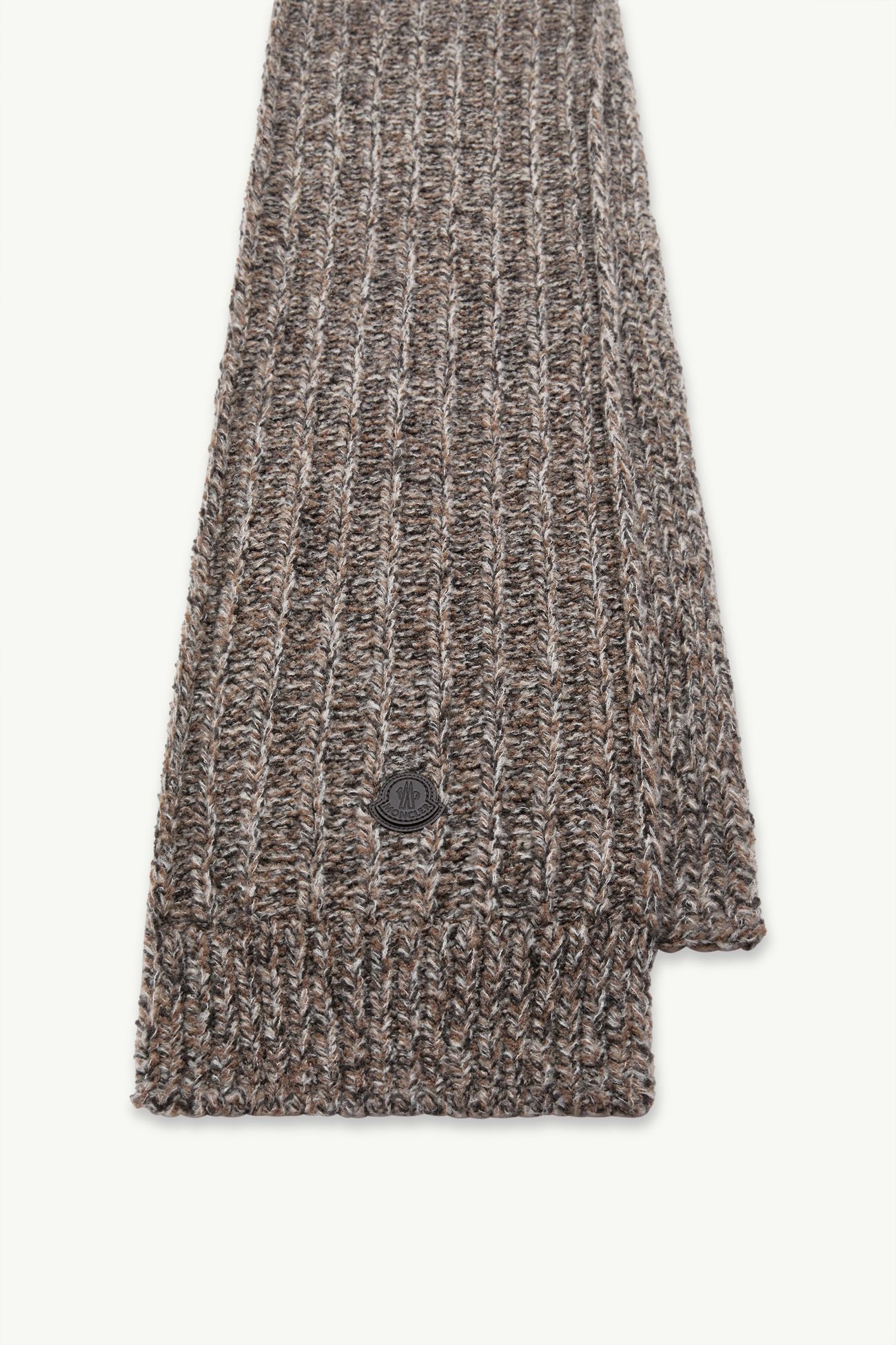 Wool Blend Bouclé Knit Scarf Men Gray Moncler 2