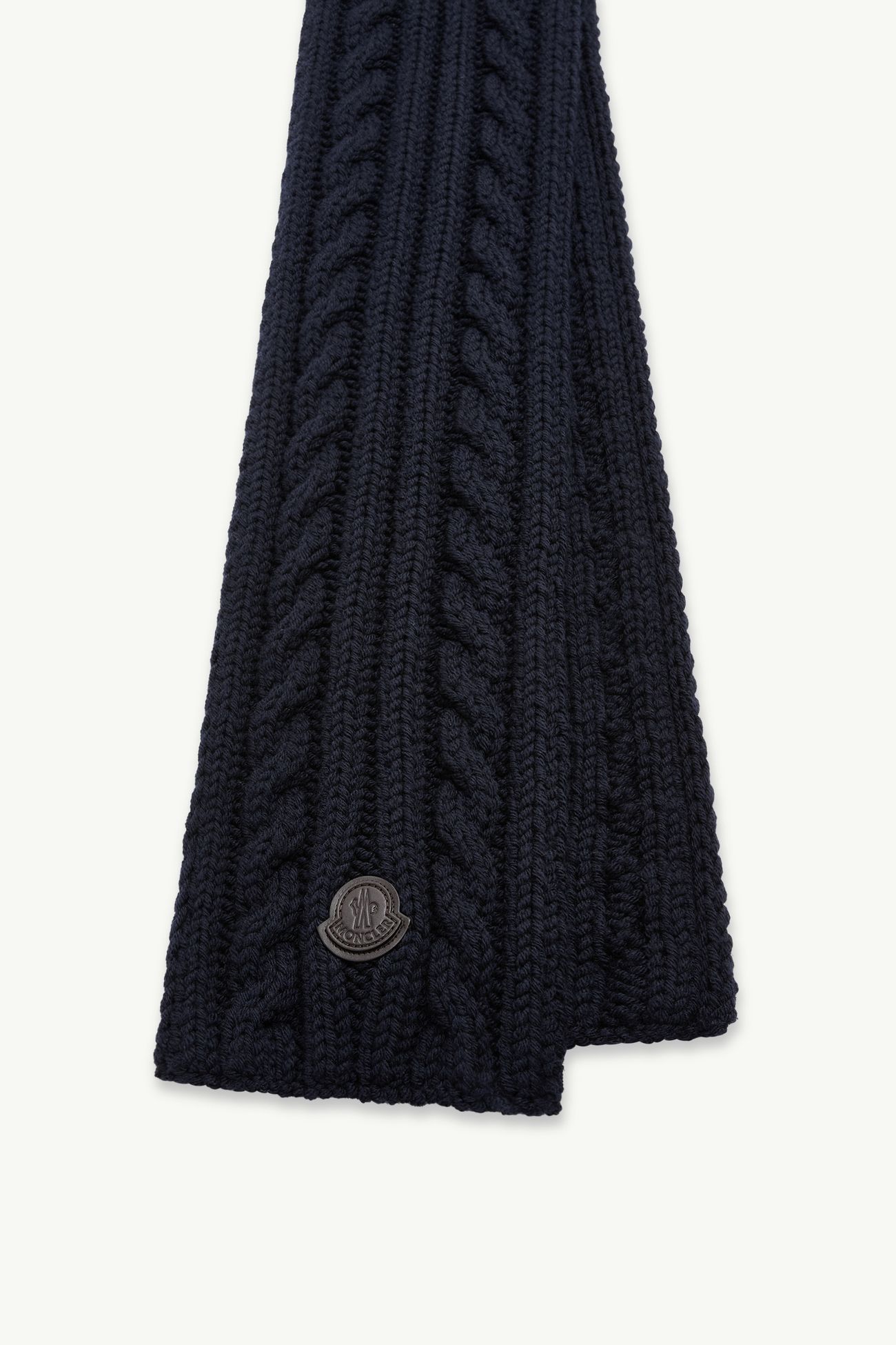 Schal aus Wolle mit Lederlogo Herren Dunkelblau Moncler 2