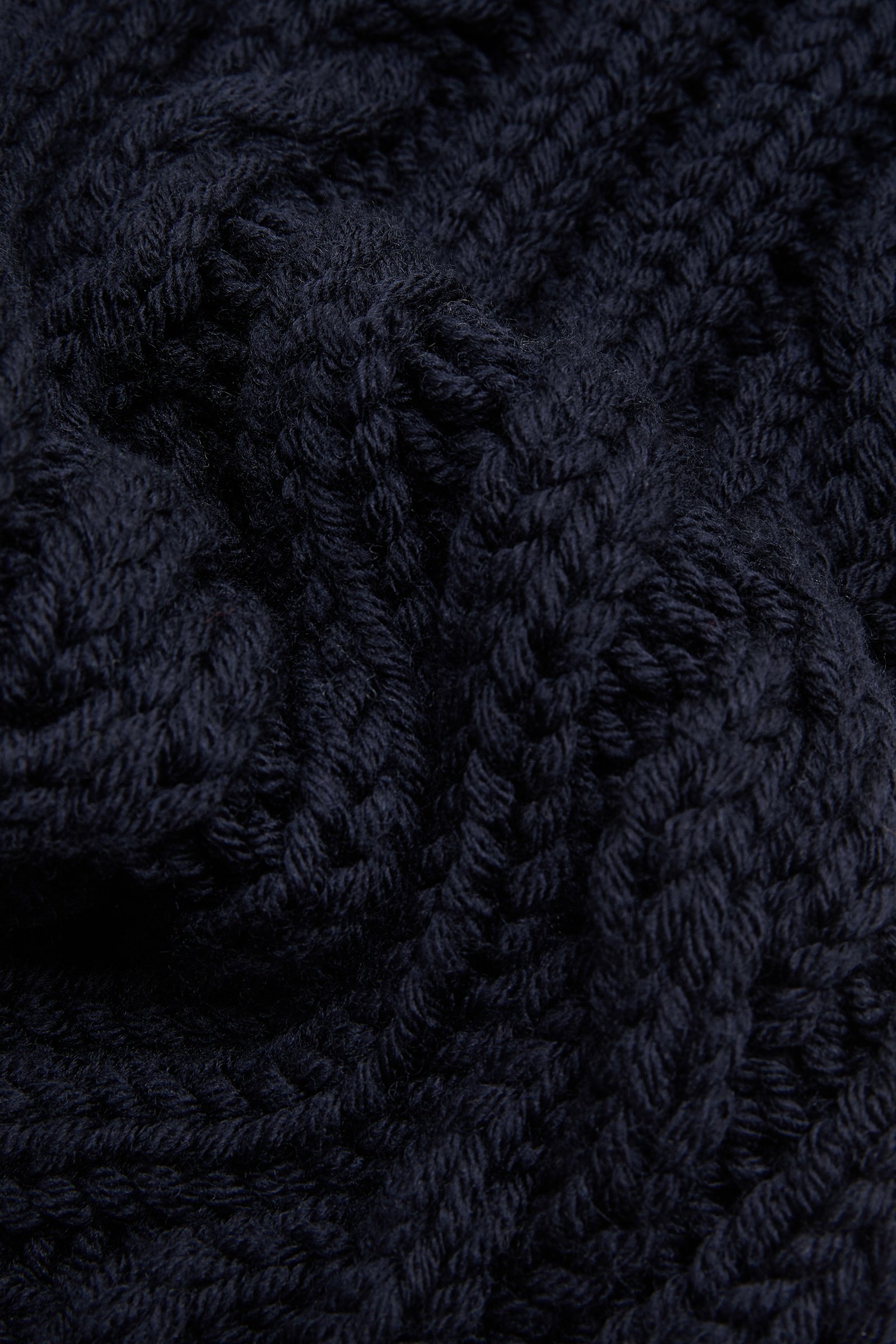 Dark Blue Leather Logo Wool Scarf - Scarves & Gloves for Men