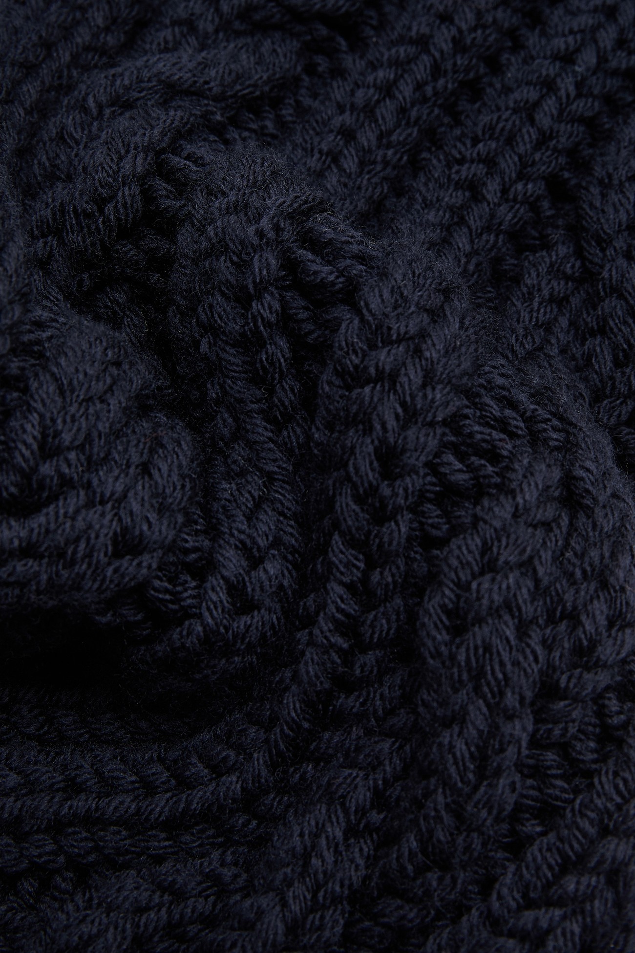 Leather Logo Wool Scarf Men Dark Blue Moncler 3