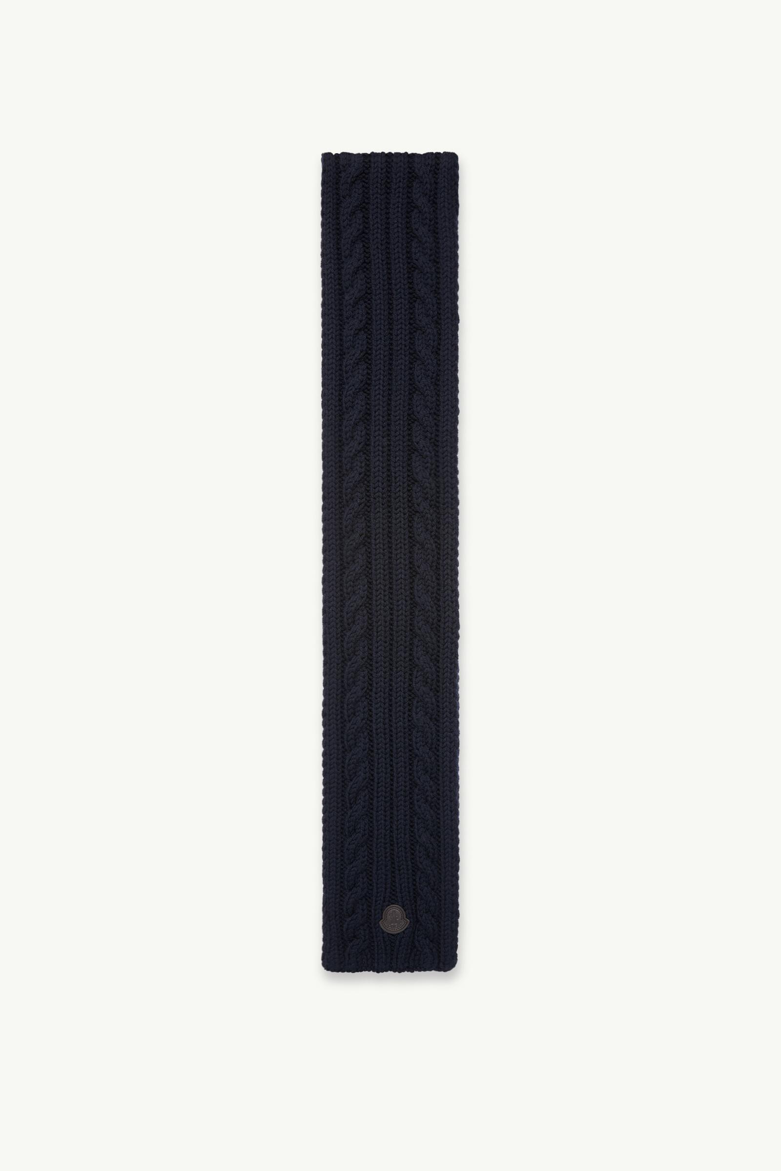 Leather Logo Wool Scarf Men Dark Blue Moncler, 1 of 0