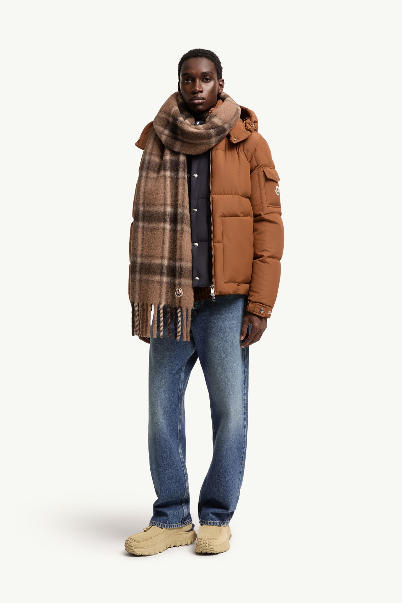 男士羊驼毛混纺围巾 男士 棕色 Moncler 1