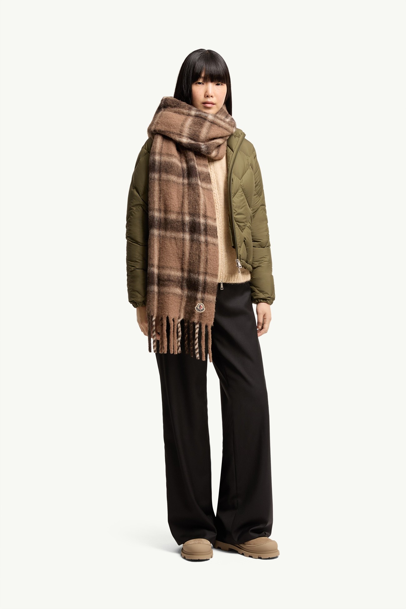 알파카 혼방 스카프 남성 브라운 Moncler 2