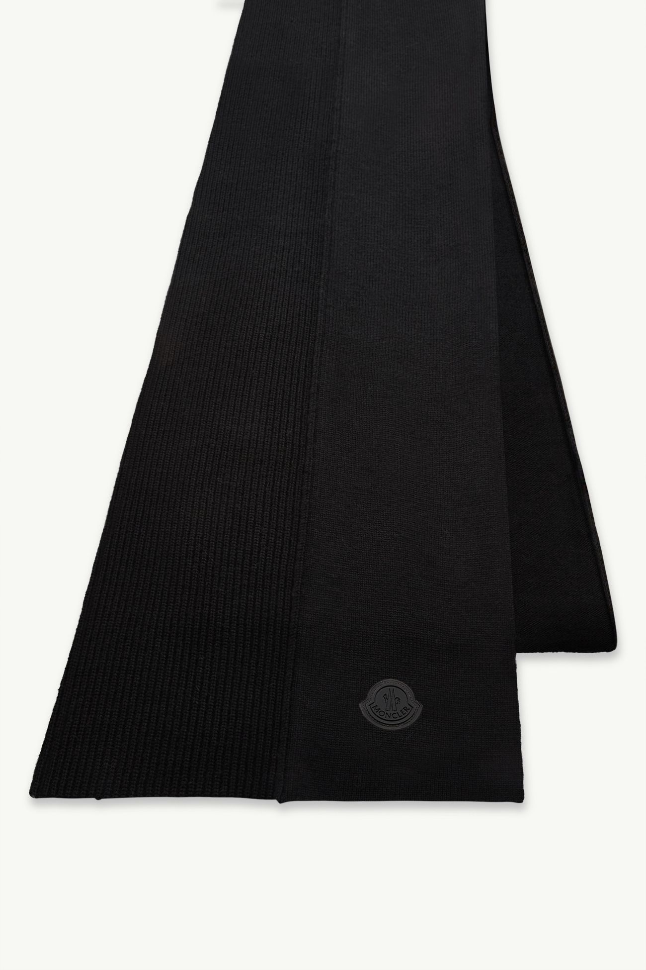 男士标识羊毛罗纹针织围巾 男士 黑色 Moncler 2