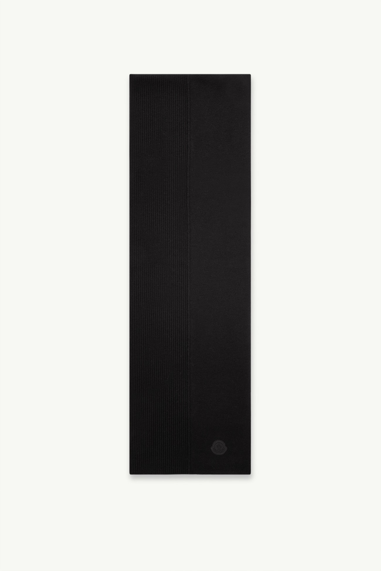 Sciarpa in maglia di lana a coste con logo Uomo Nero Moncler 0