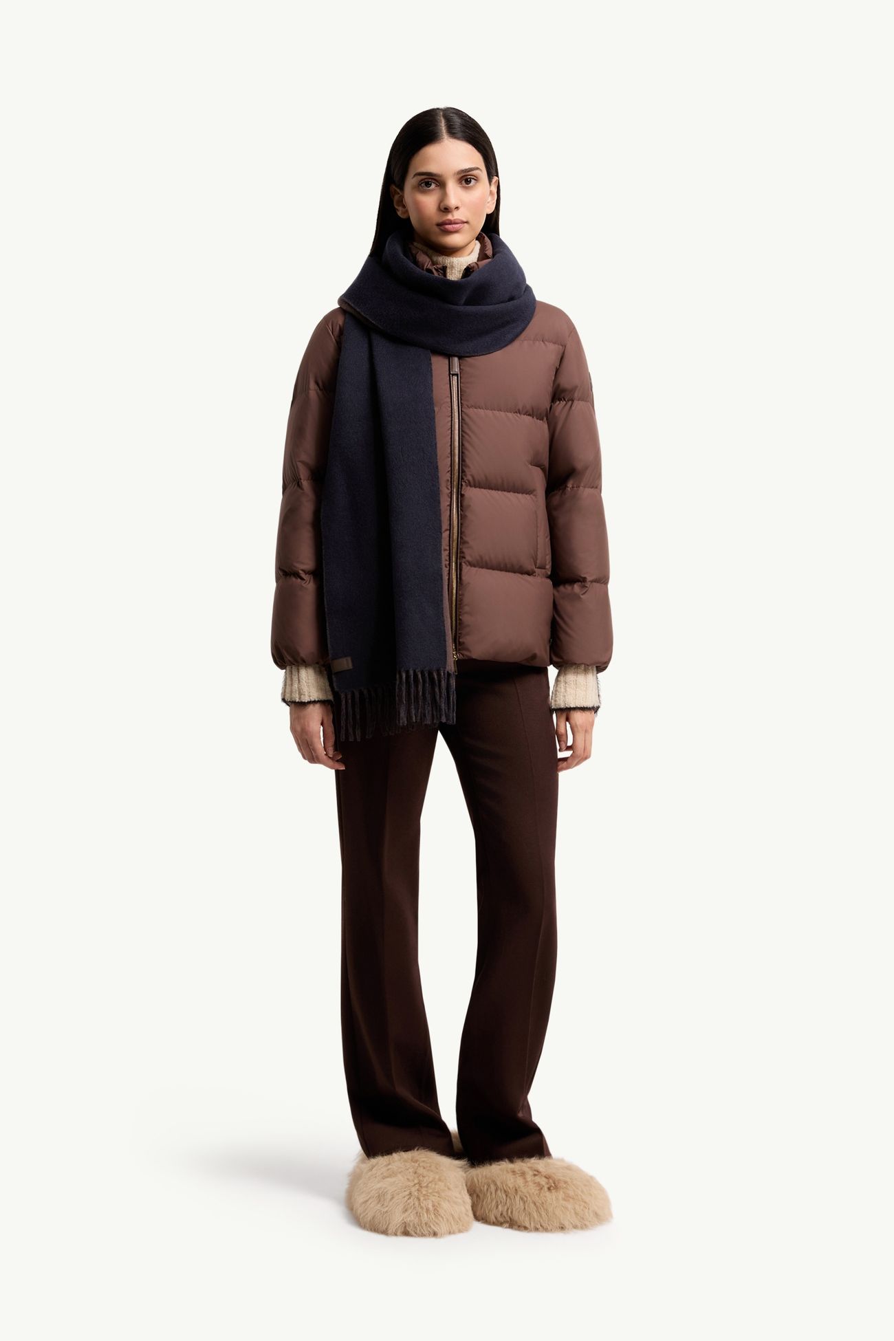 Wool & Cashmere Blend Scarf Men Navy Blue Moncler 2