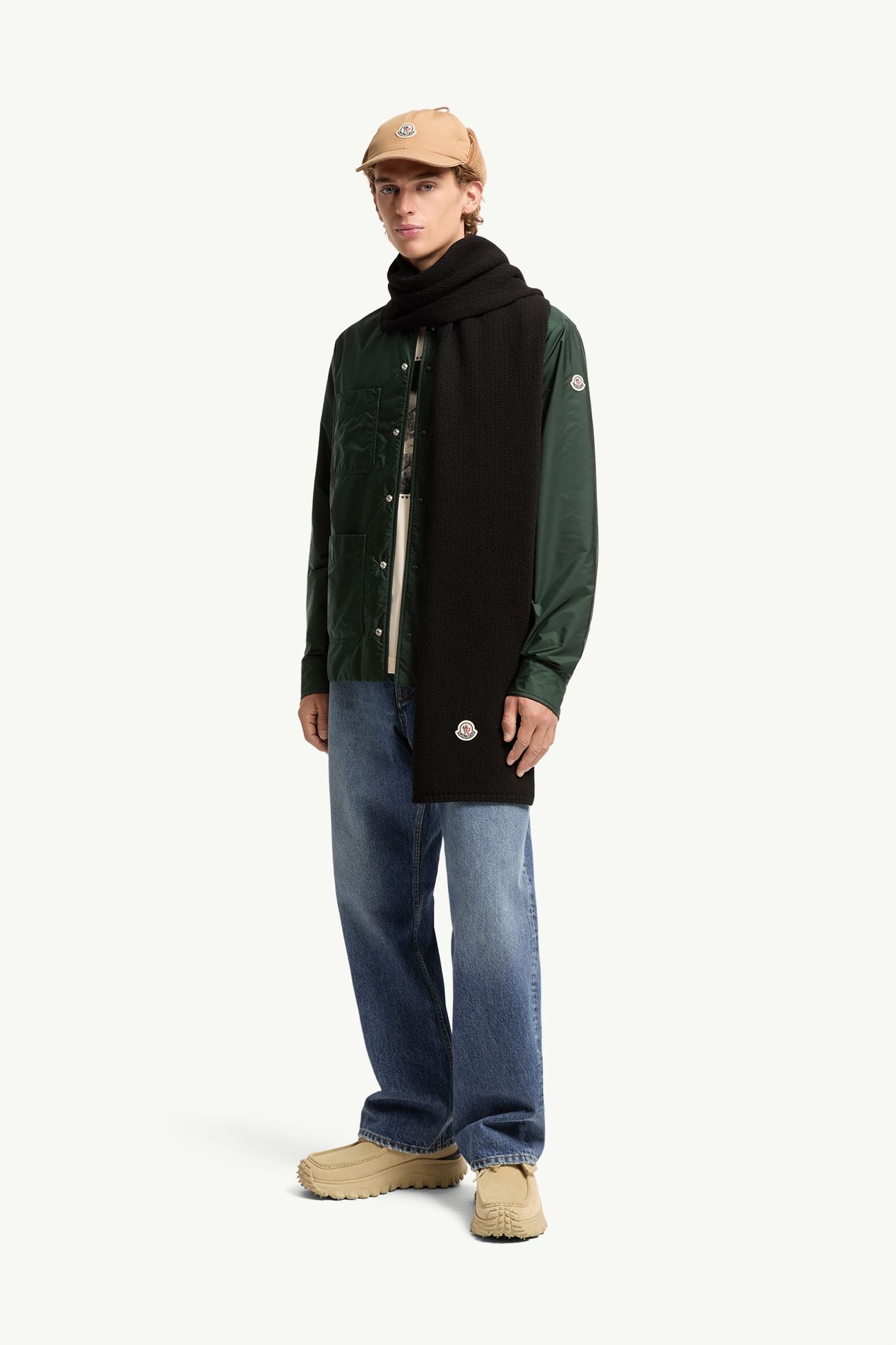 Schal aus Wollmischung mit Logo Herren Schwarz Moncler 1