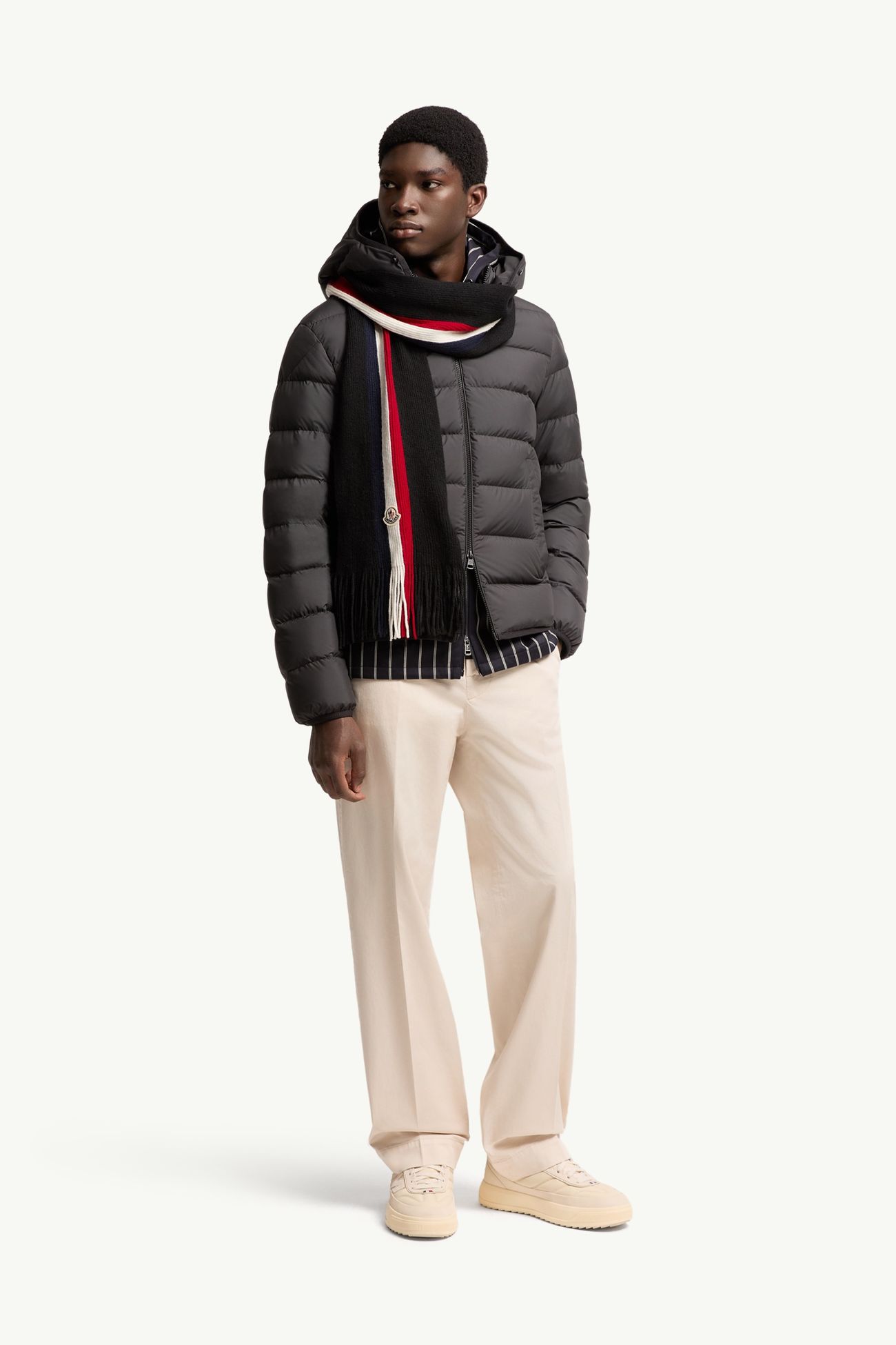 Bufanda de lana tricolor Hombre Negro Moncler 1