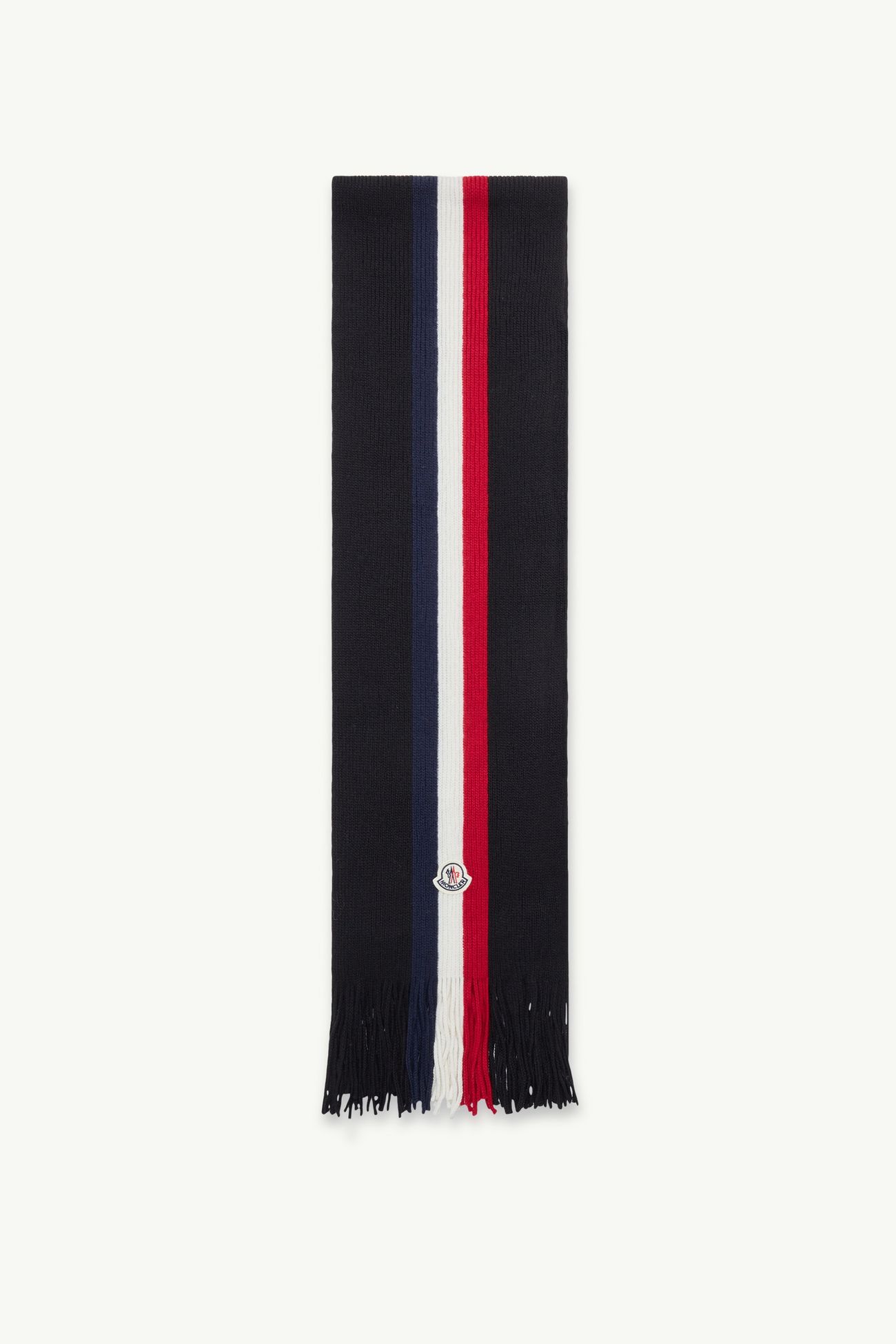 Tricolor Wool Scarf Men Black Moncler 0