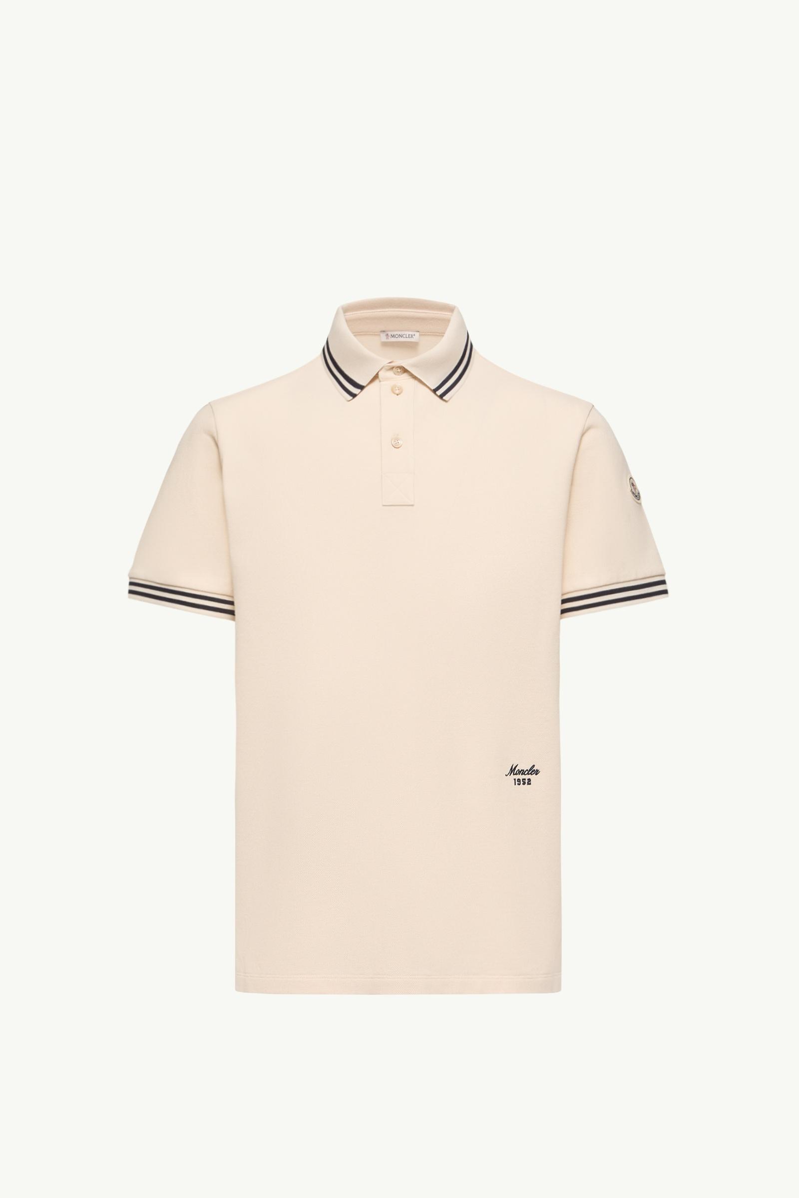 Striped Trim Cotton Piquet Polo Shirt Men White Ivory Moncler, 1 of 0