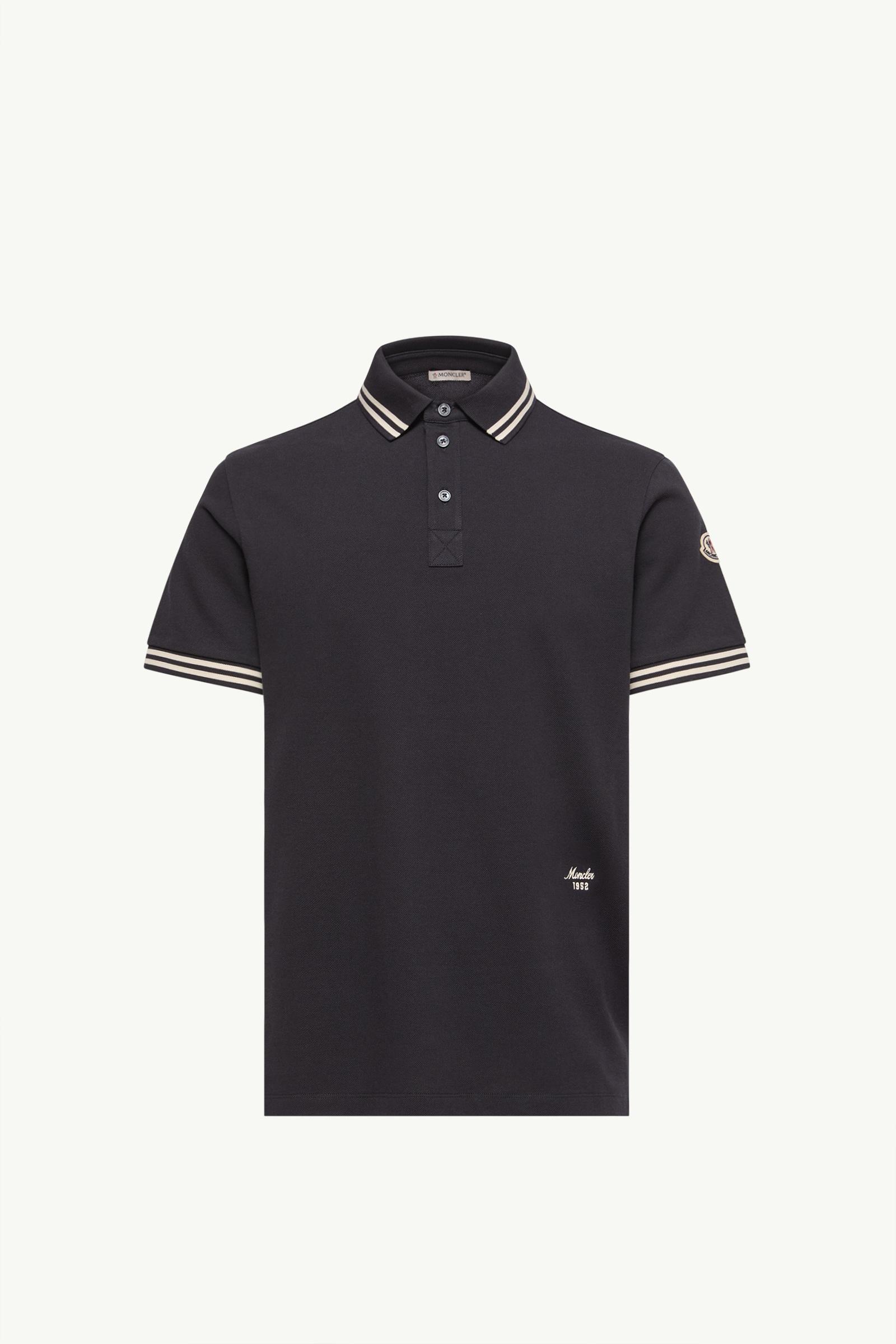 Striped Trim Cotton Piquet Polo Shirt Men Dark Blue Moncler, 1 of 0