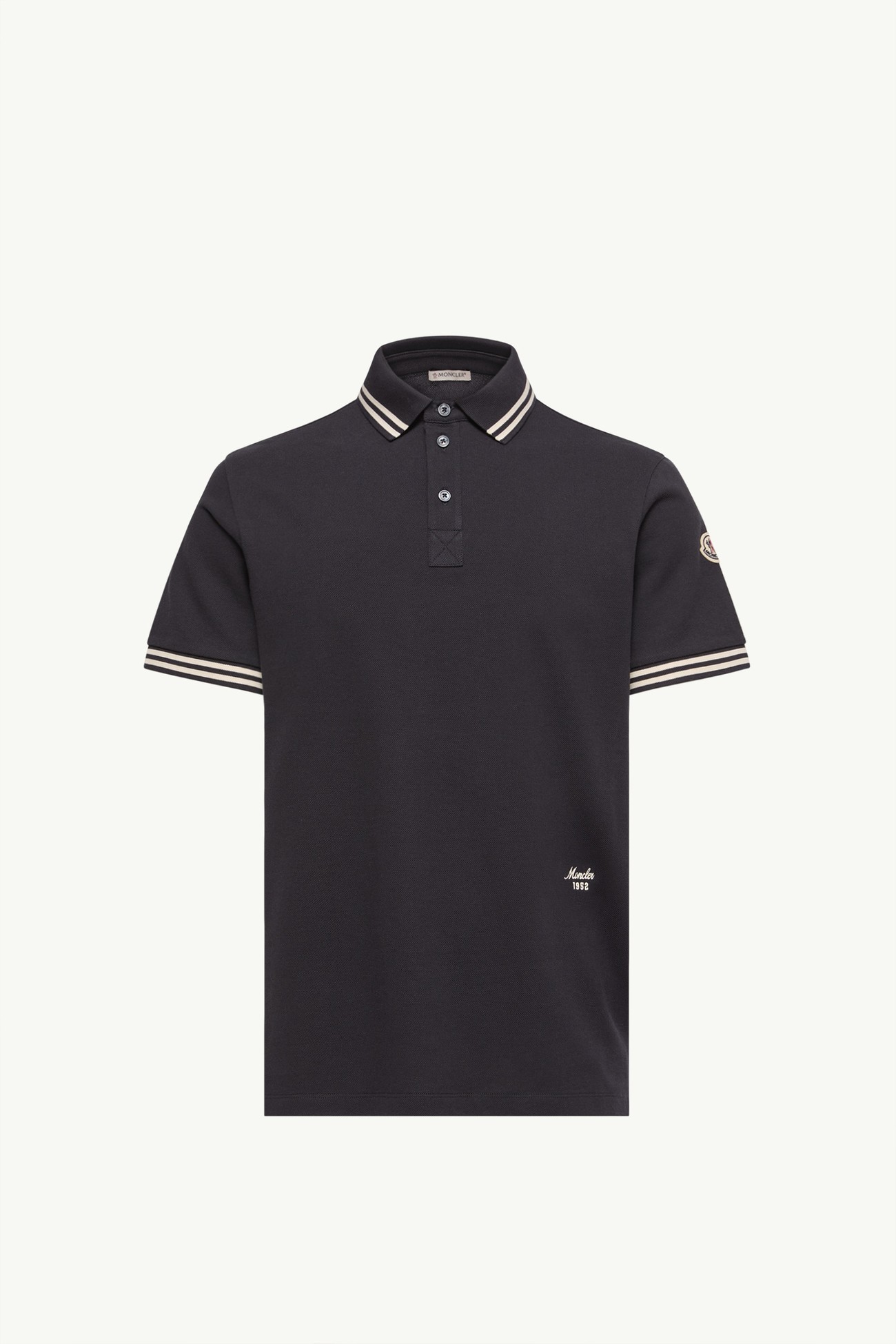 Polo in cotone piquet con orlo a righe Uomo Blu Scuro Moncler 2