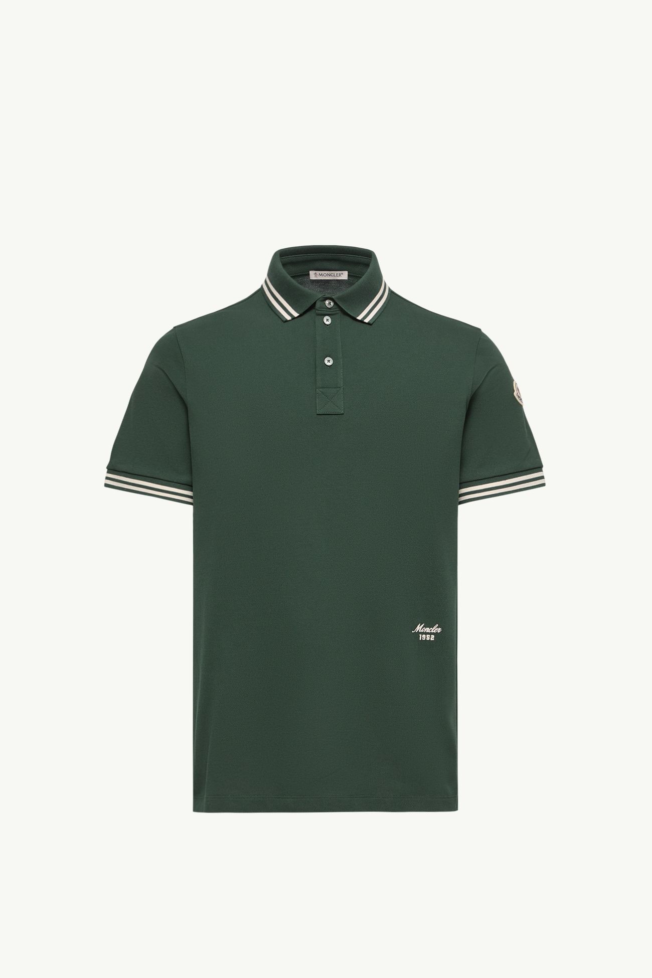 條紋飾邊珠地棉Polo恤 男士 深綠色 Moncler 2