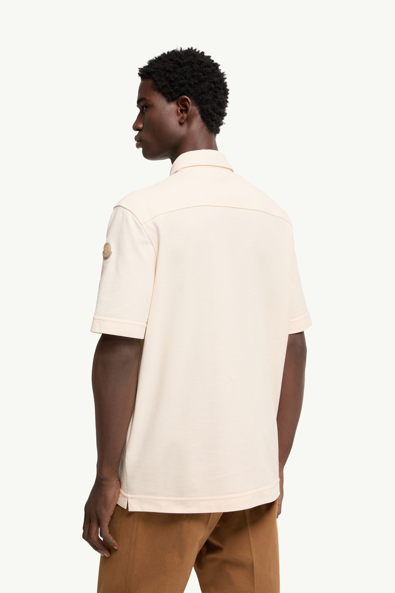 가죽 로고 태그 코튼 폴로 셔츠 남성 화이트 아이보리 Moncler 4