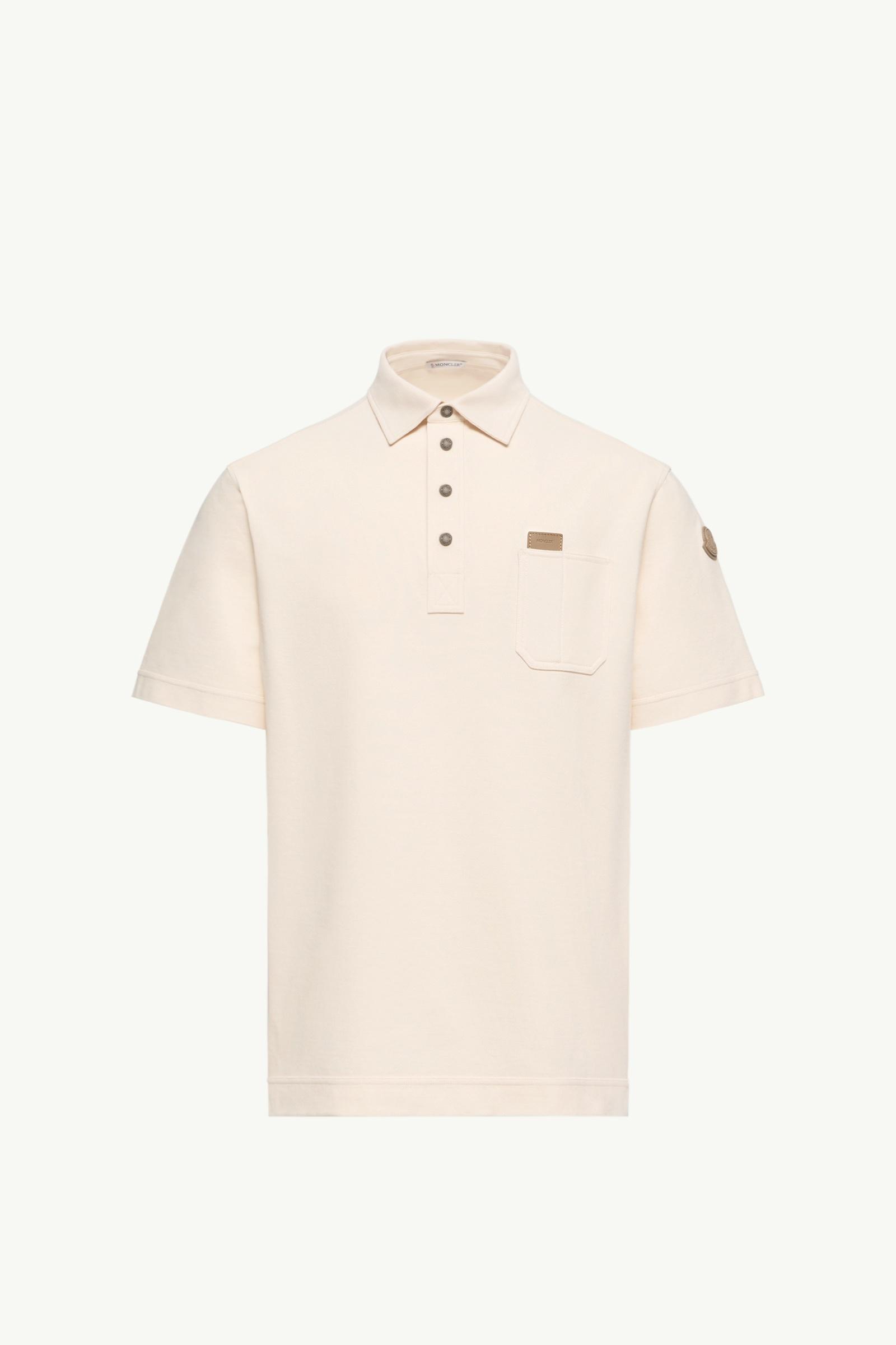 Leather Logo Tag Cotton Polo Shirt Men White Ivory Moncler, 1 of 0