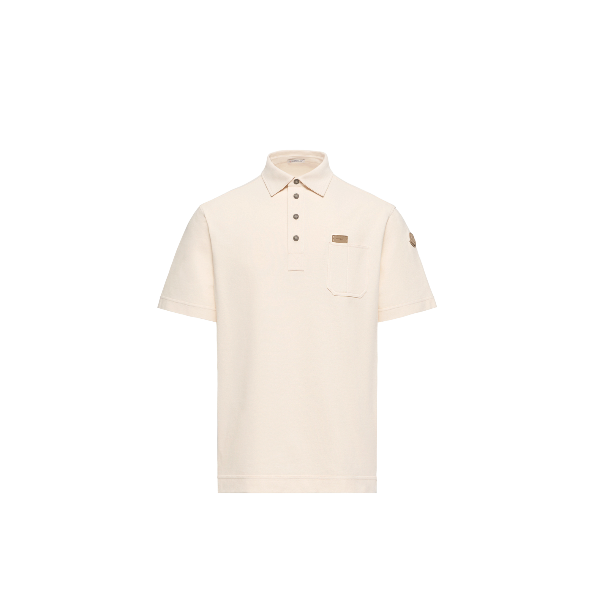 Moncler Leather Logo Tag Cotton Polo Shirt für Men in White in Size: M - Bild 1