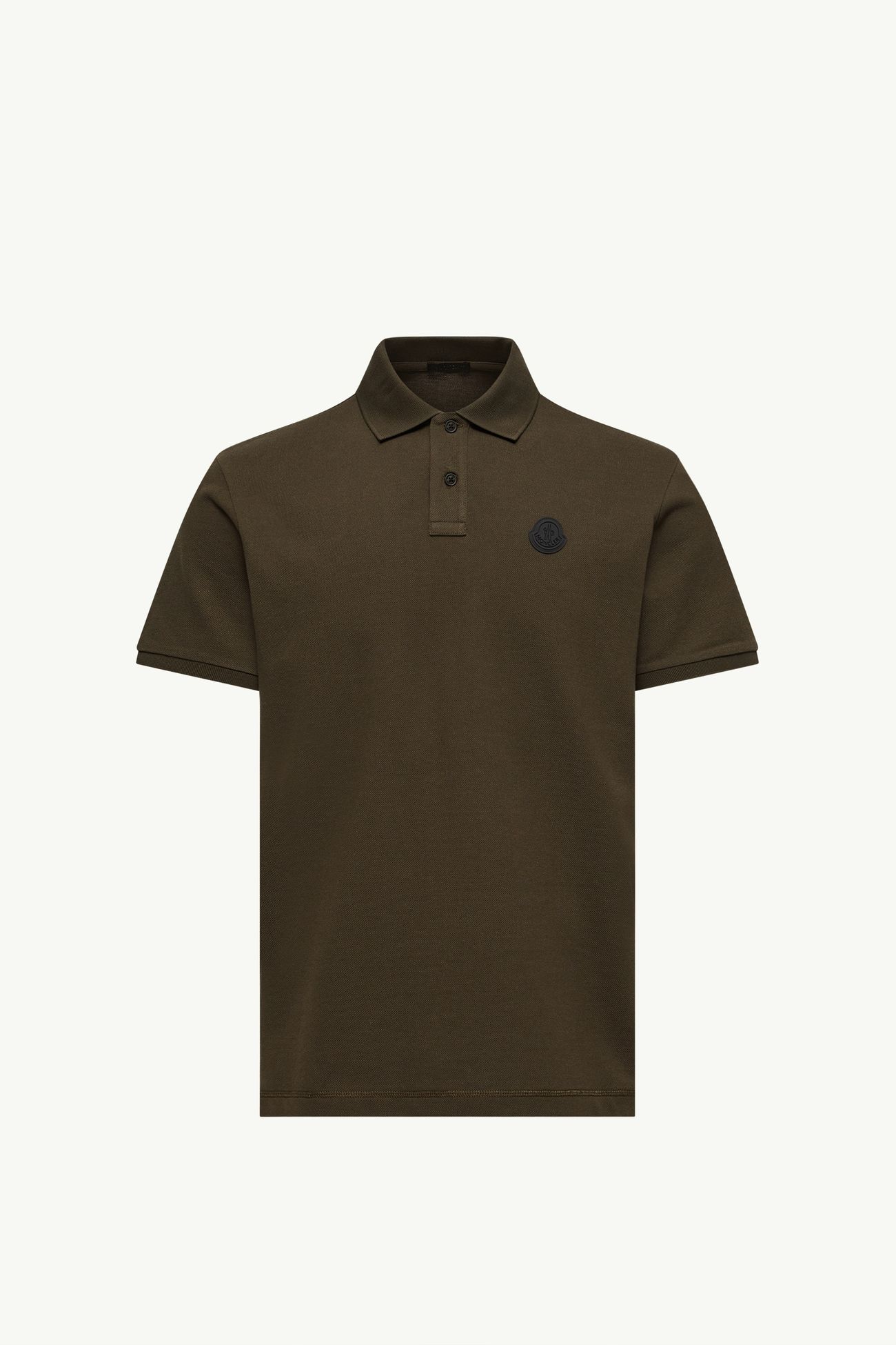 Logo Cotton Piquet Polo Shirt Men Olive Green Moncler 2