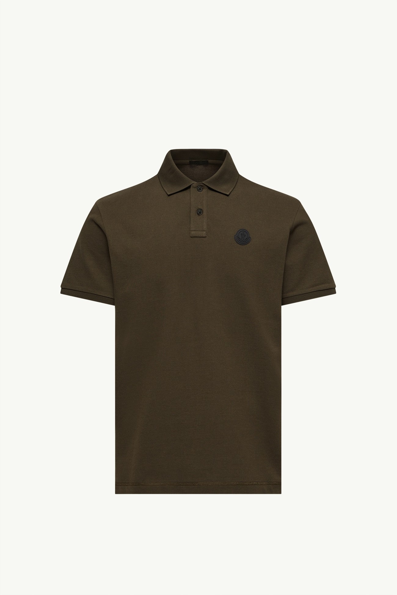 Logo Cotton Piquet Polo Shirt Men Olive Green Moncler 2