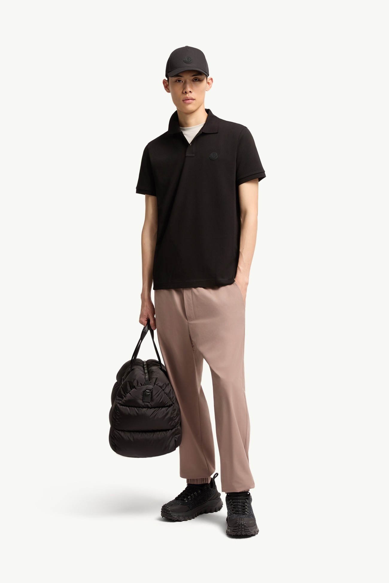 Polo in piquet di cotone con logo Uomo Nero Moncler 0