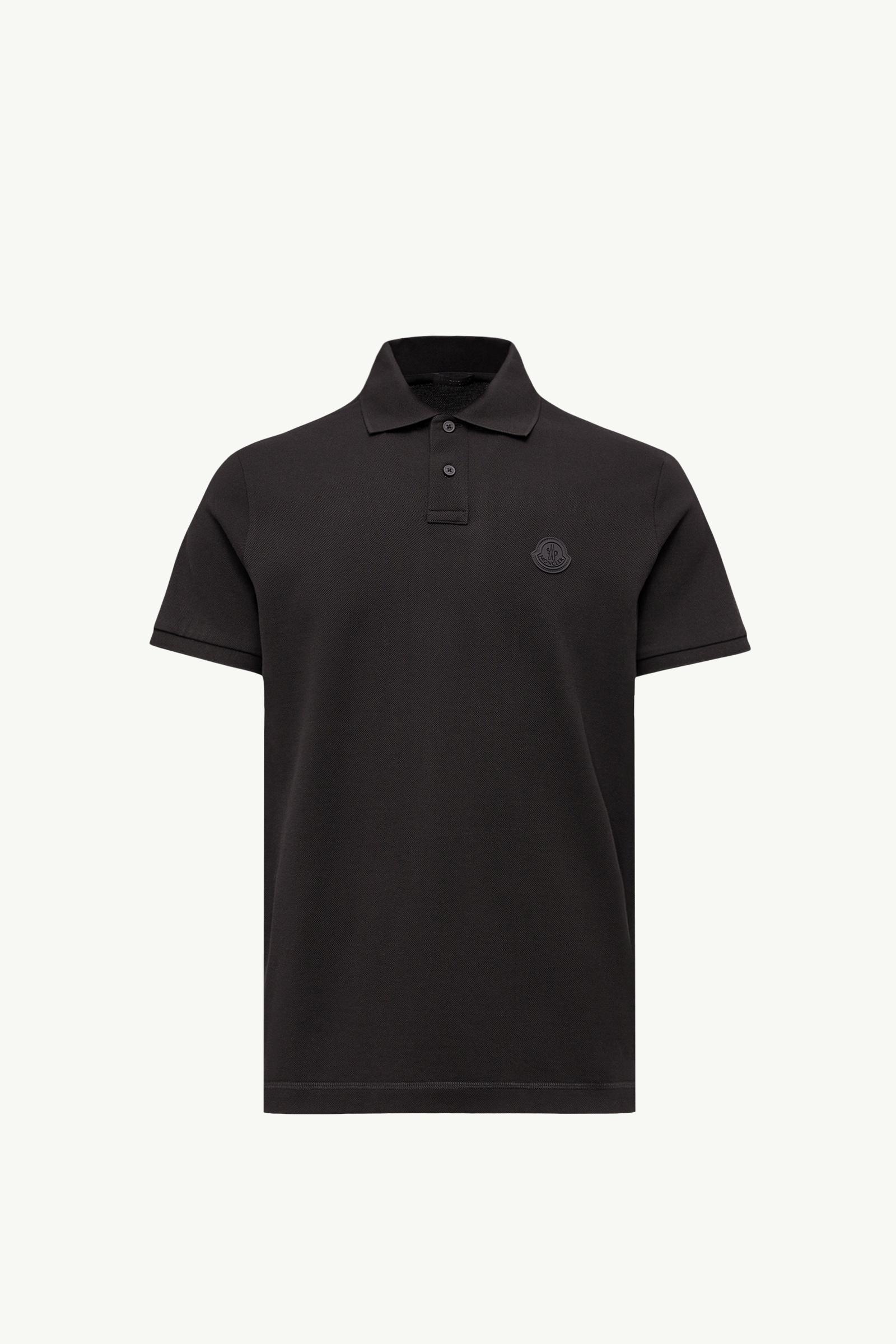 Logo Cotton Piquet Polo Shirt Men Black Moncler, 1 of 0