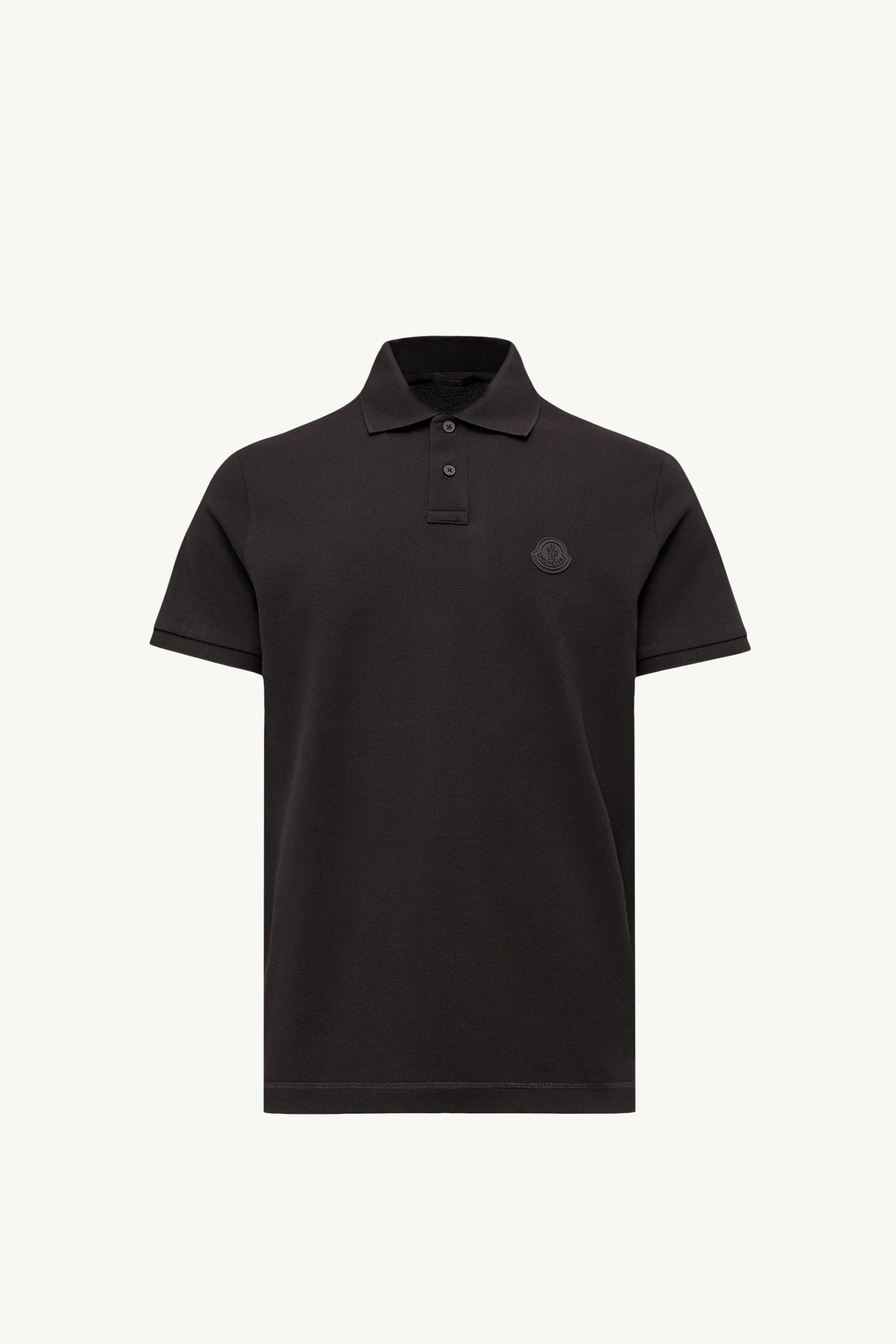 Logo Cotton Piquet Polo Shirt Men Black Moncler 2
