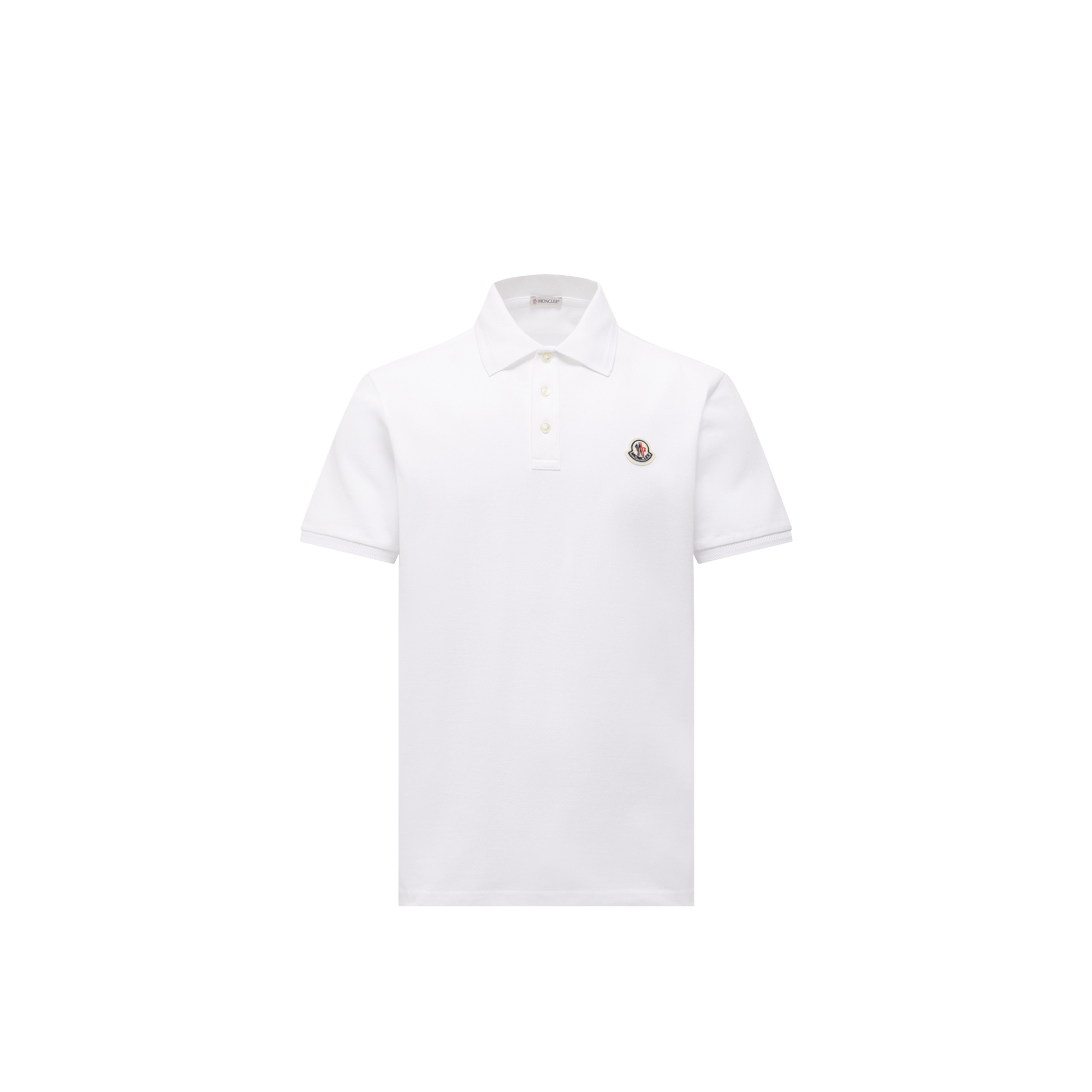 Moncler   Logo Patch Cotton Piquet Polo Shirt for Men in White, Size: L