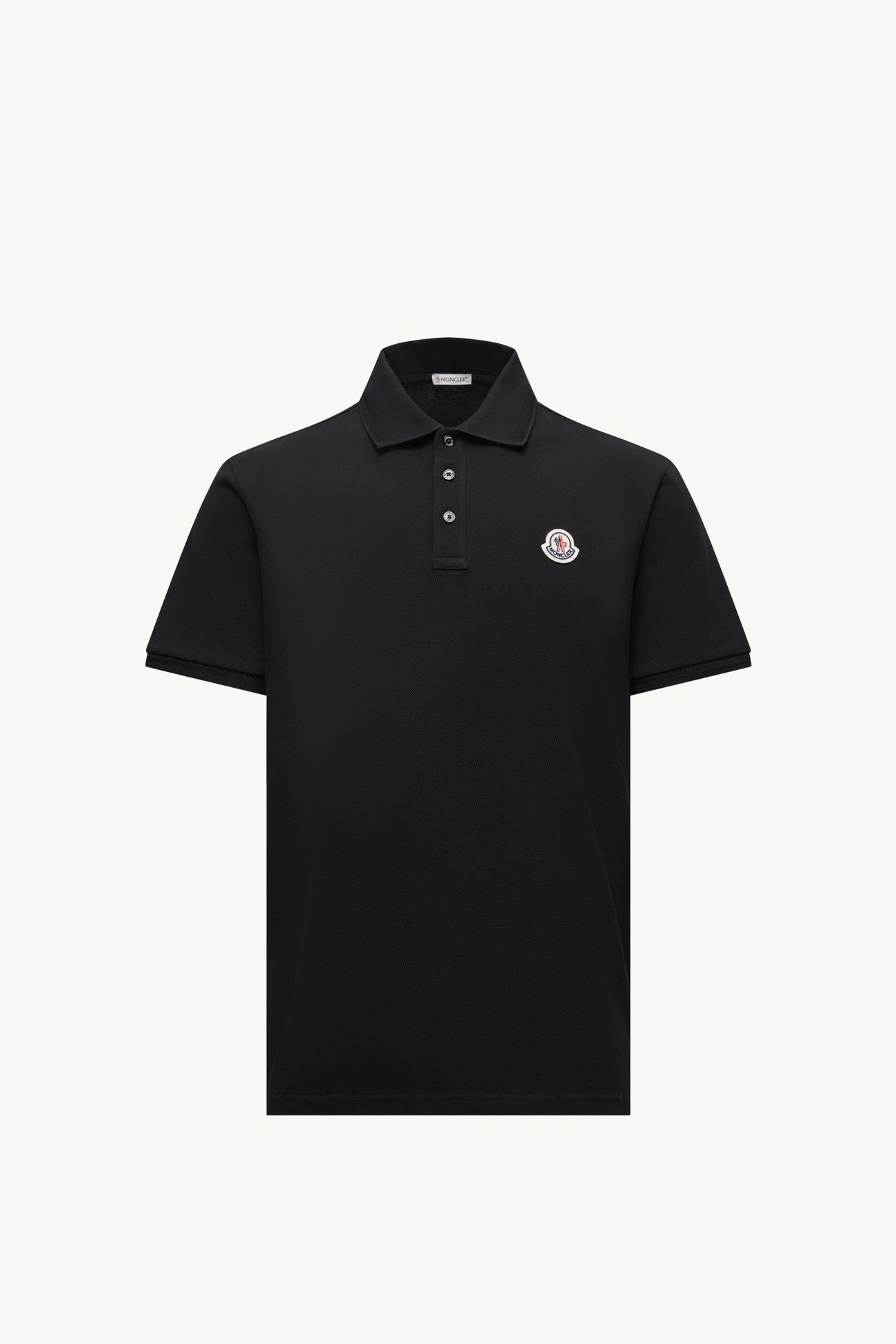 Logo Patch Cotton Piquet Polo Shirt Men Black Moncler 2