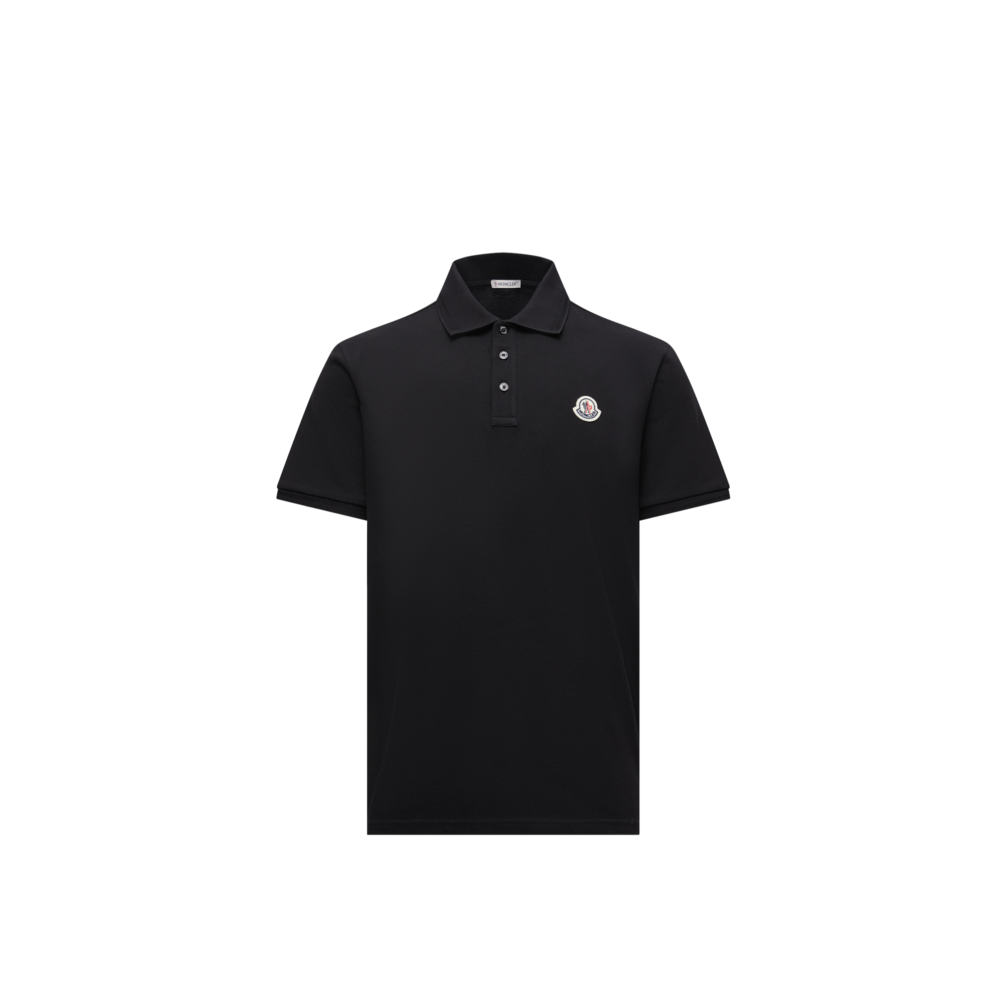 Moncler   Logo Patch Cotton Piquet Polo Shirt for Men in Black, Size: Xxl
