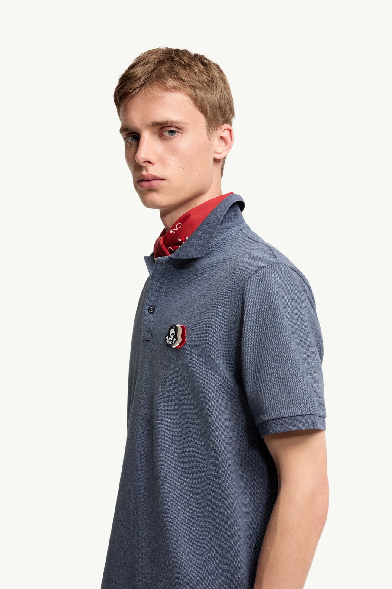 珠地棉Polo恤 男士 灰藍色 Moncler 1