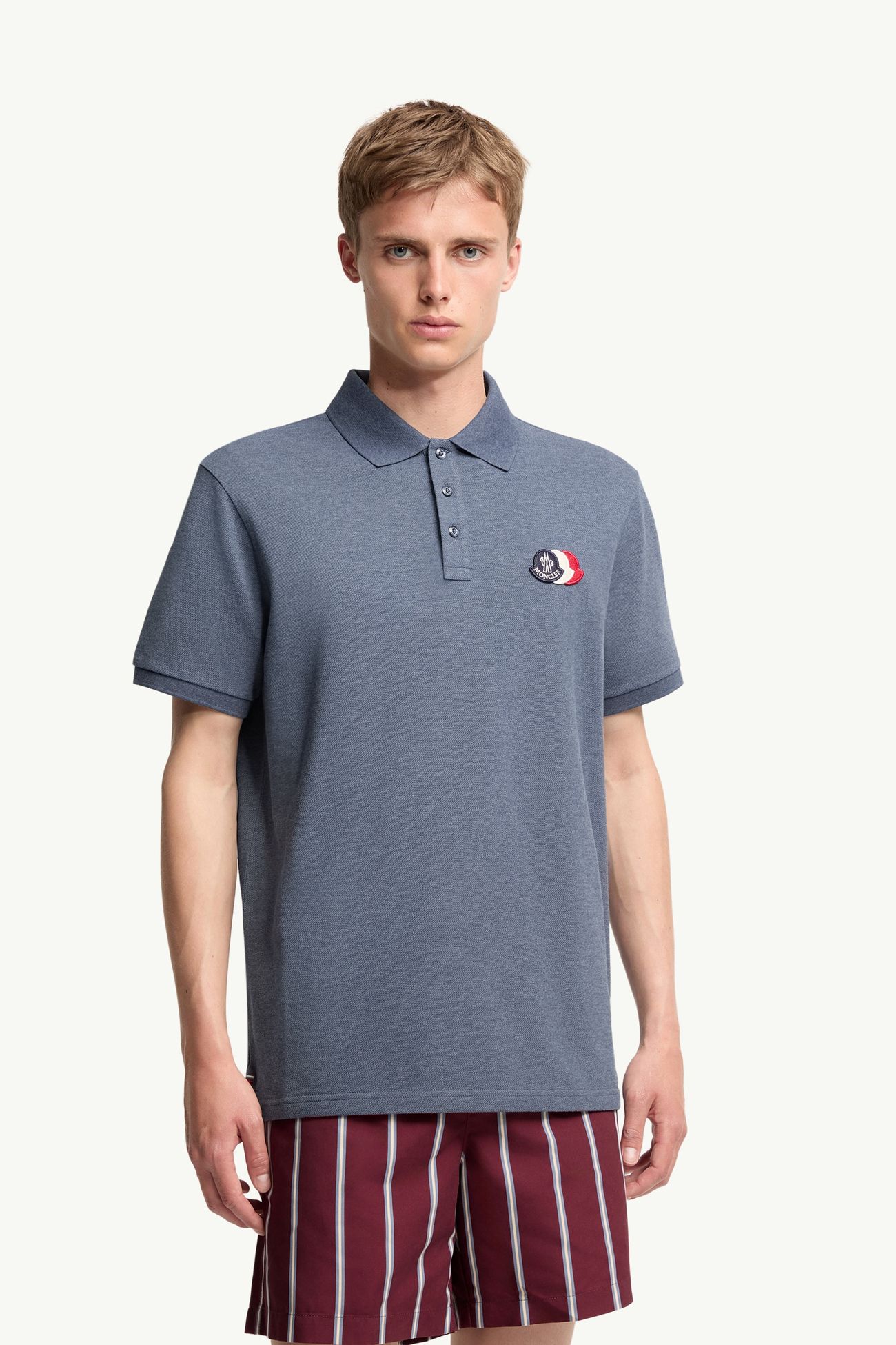 Polo en piqué de coton Hommes Bleu Poudré Moncler 3